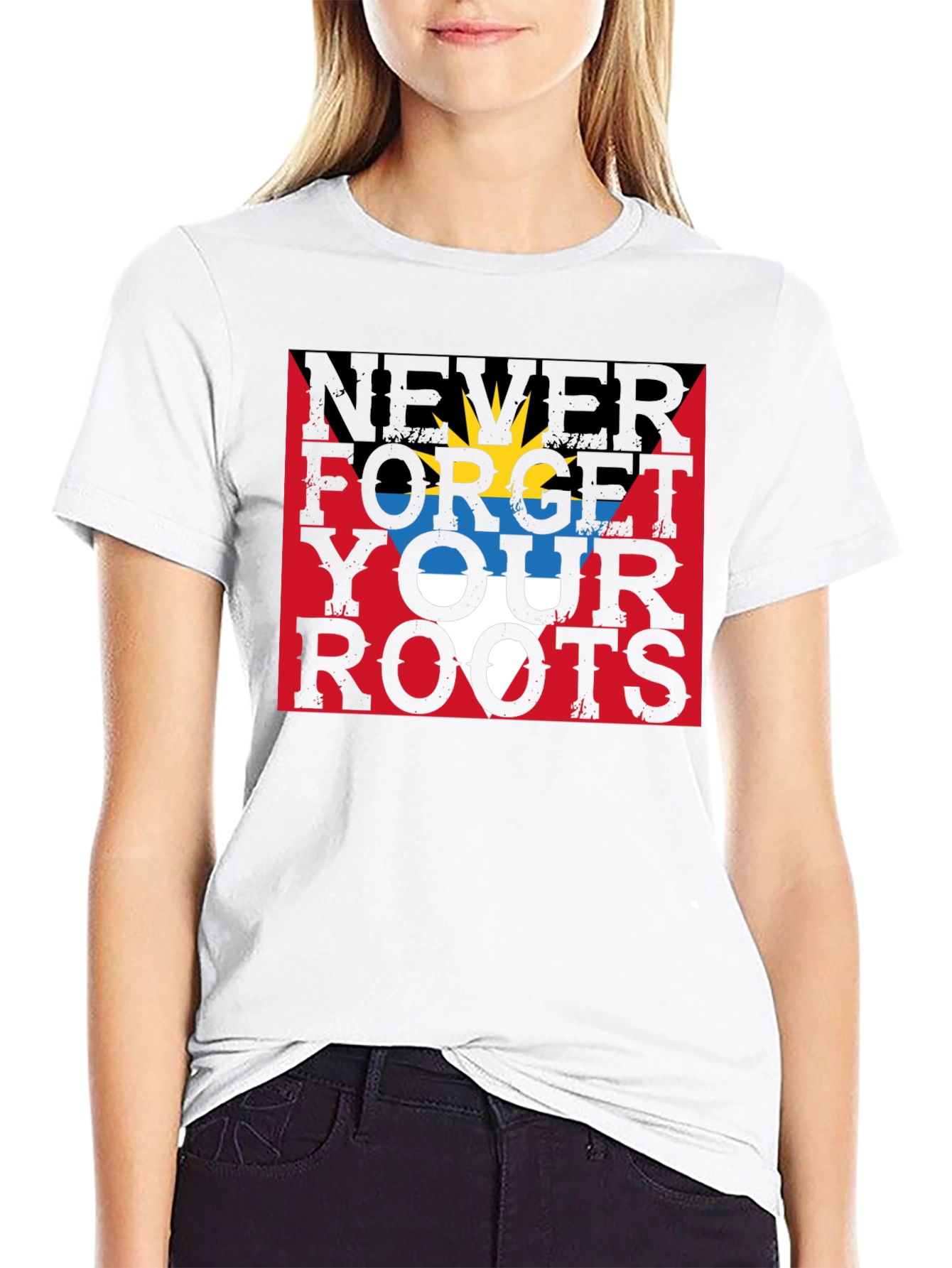 Never Forget Your Roots Antigua Flag T-Shirt