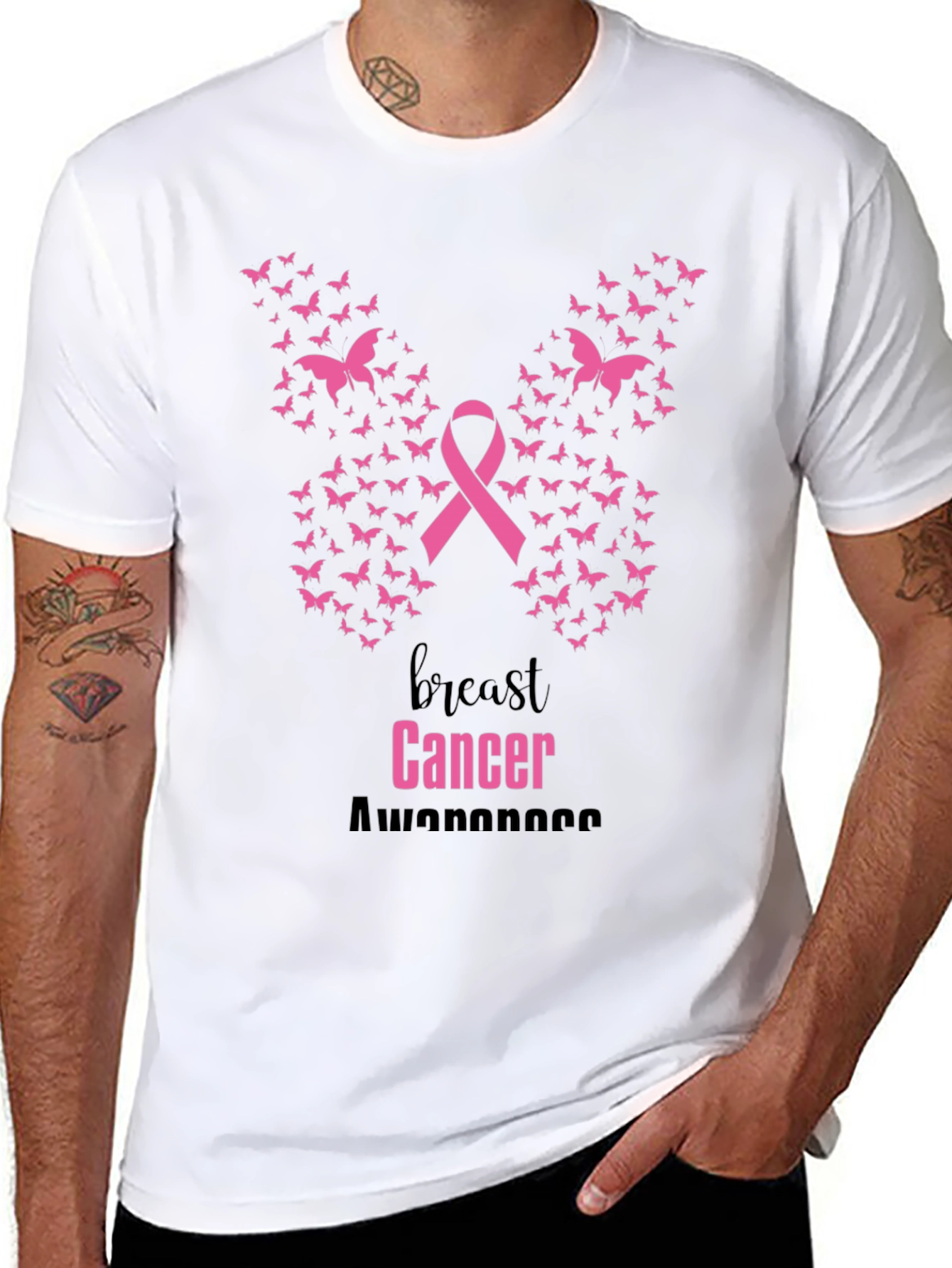 Breast Cancer Awareness Butterfly Ribbon T-Shirt