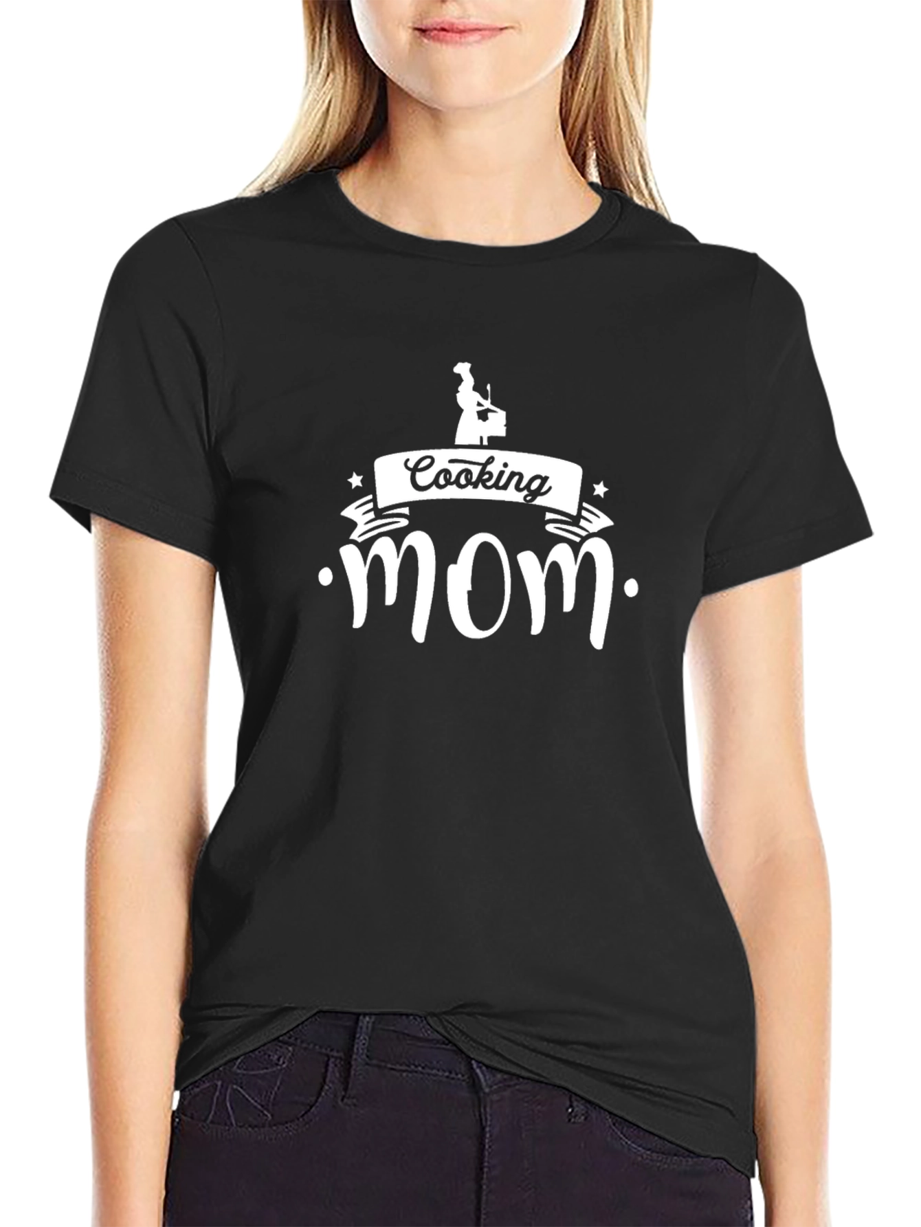Cooking Mom Graphic T-Shirt - Black Cotton Tee
