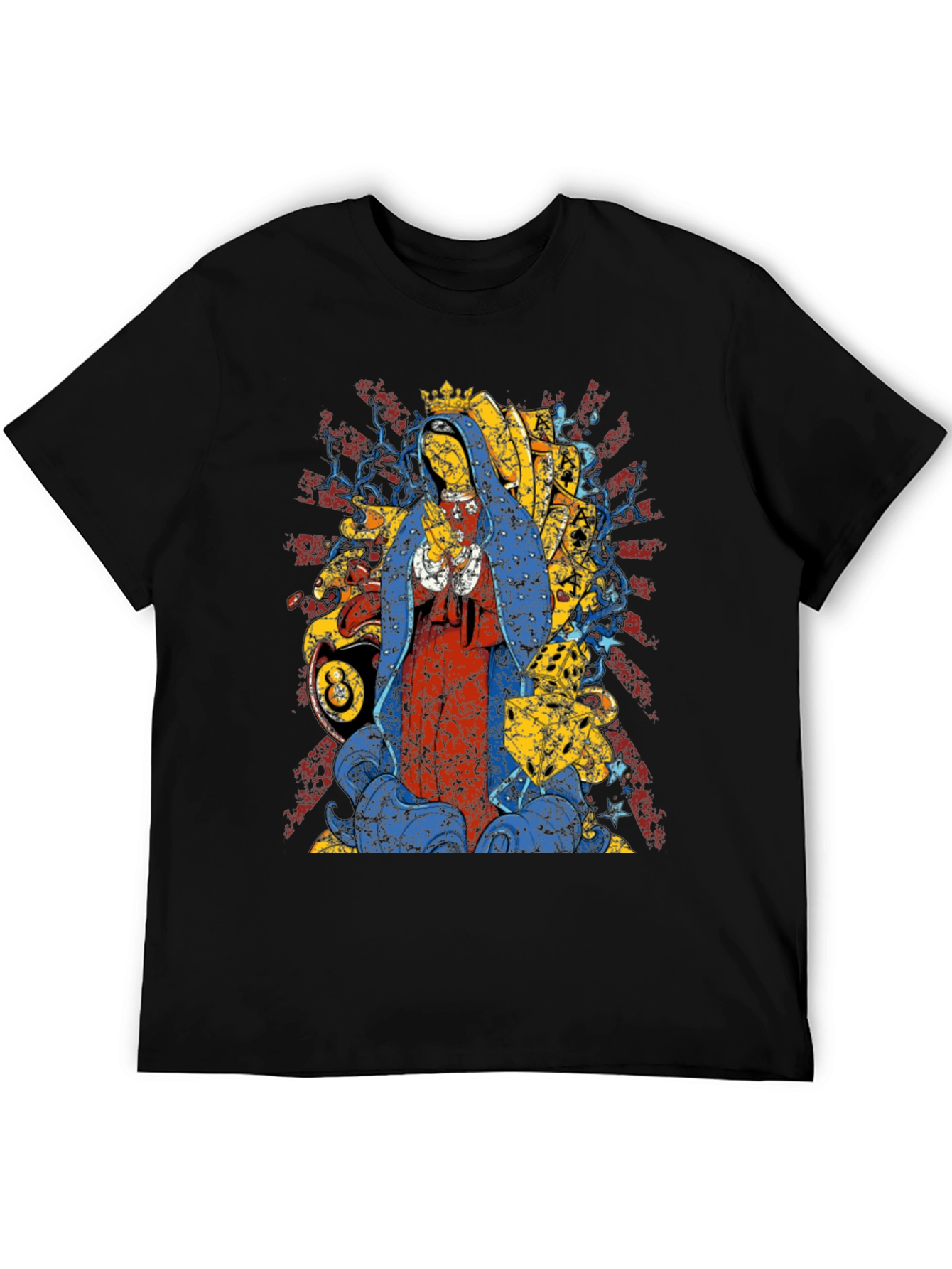 Graphic Tee - Virgin Mary & 8 Ball Design