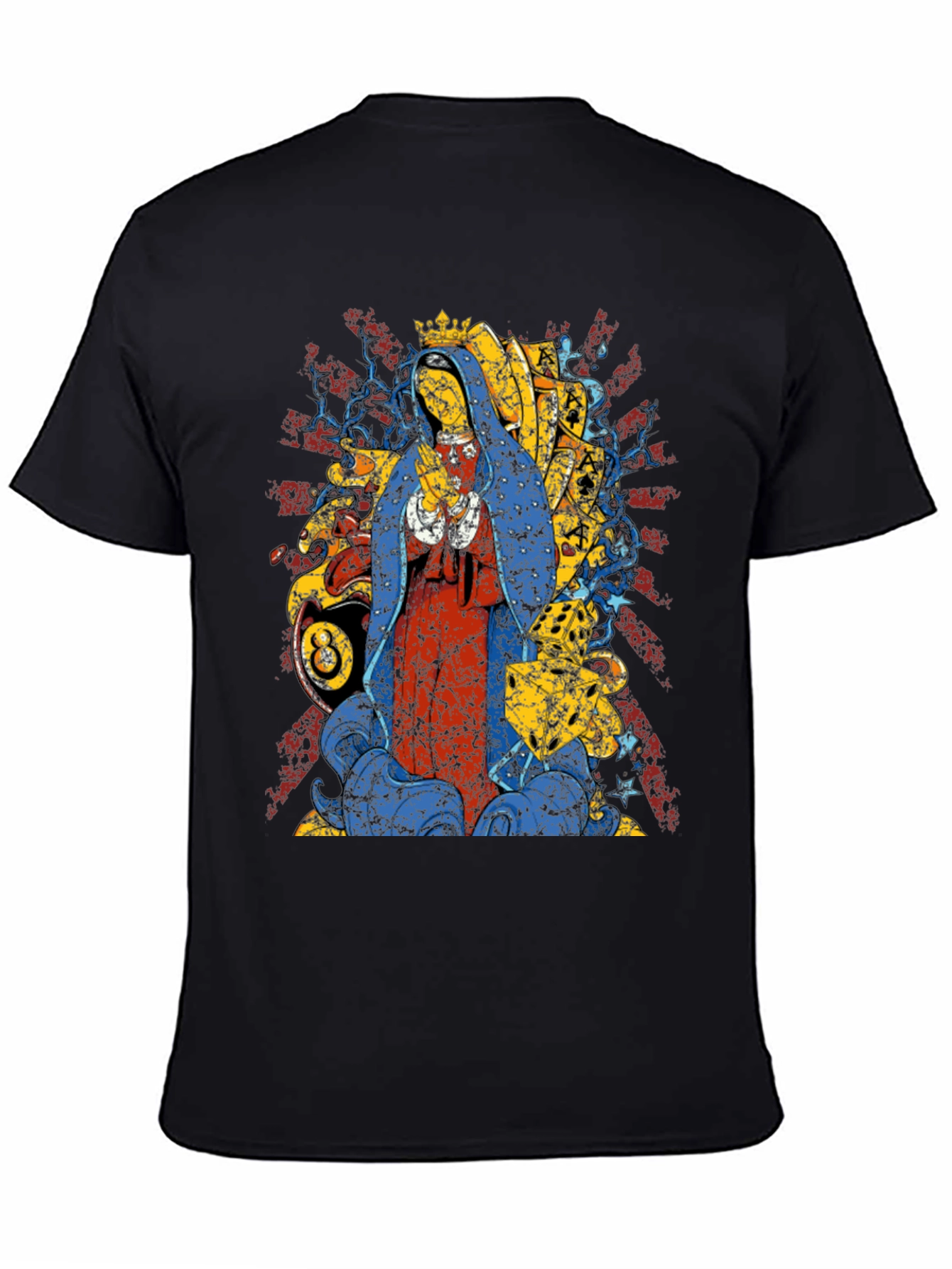 Graphic Tee - Virgin Mary & 8 Ball Design