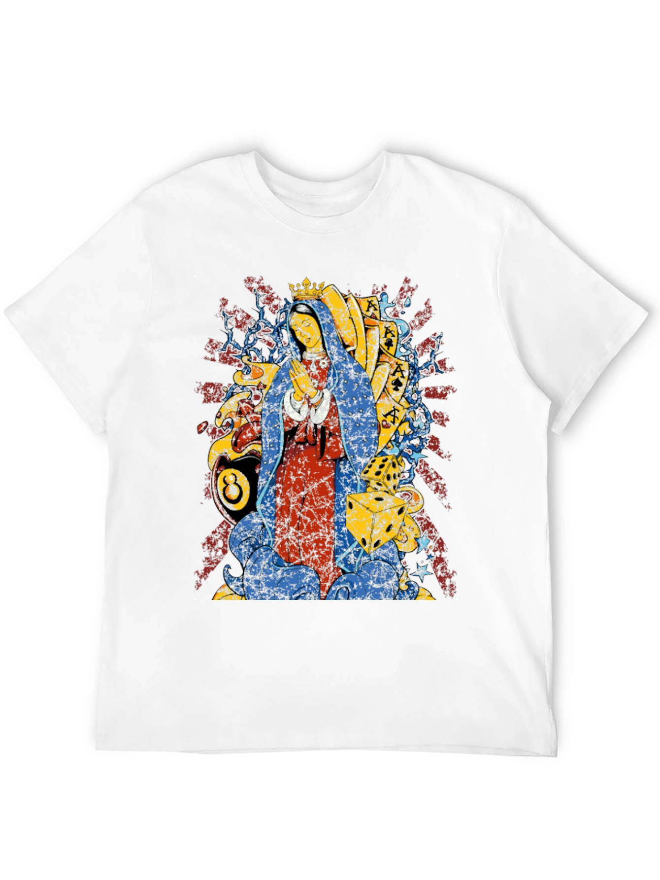 Graphic Tee - Virgin Mary & 8 Ball Design