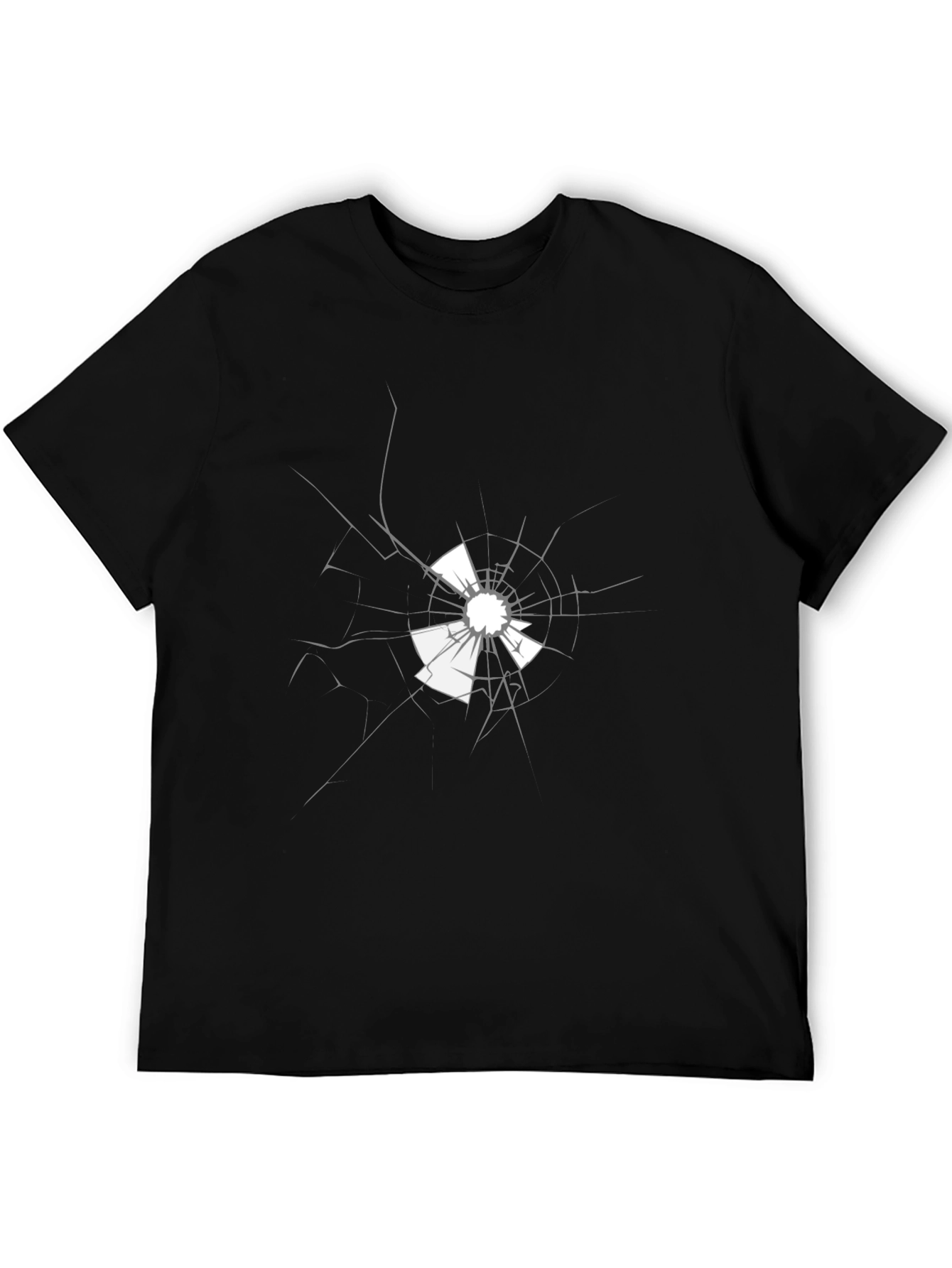 Shattered Glass Graphic Tee - Stylish Black Cotton T-Shirt