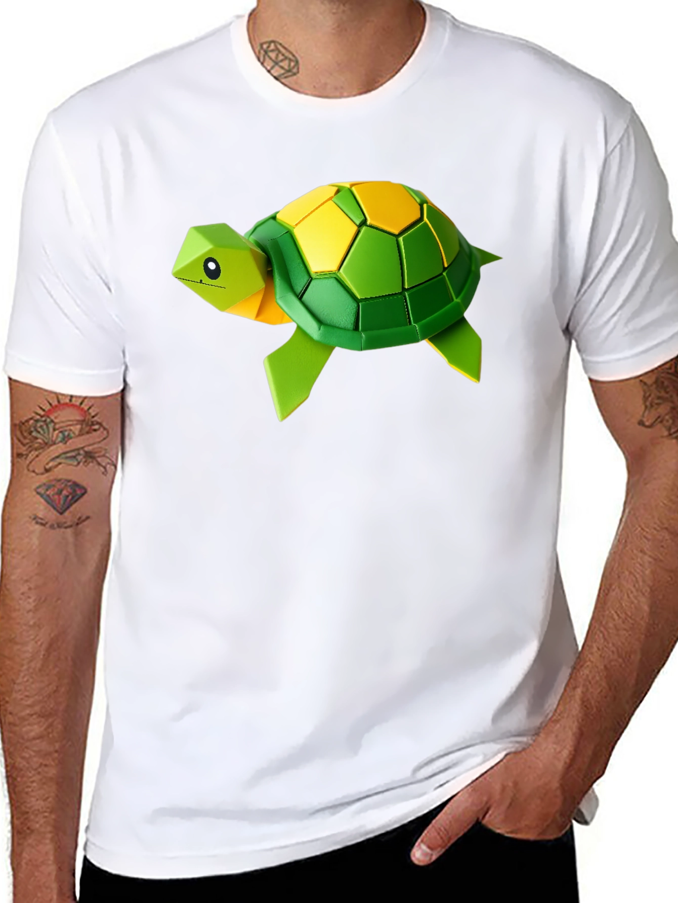 Geometric Turtle Graphic Tee - Stylish Black T-Shirt