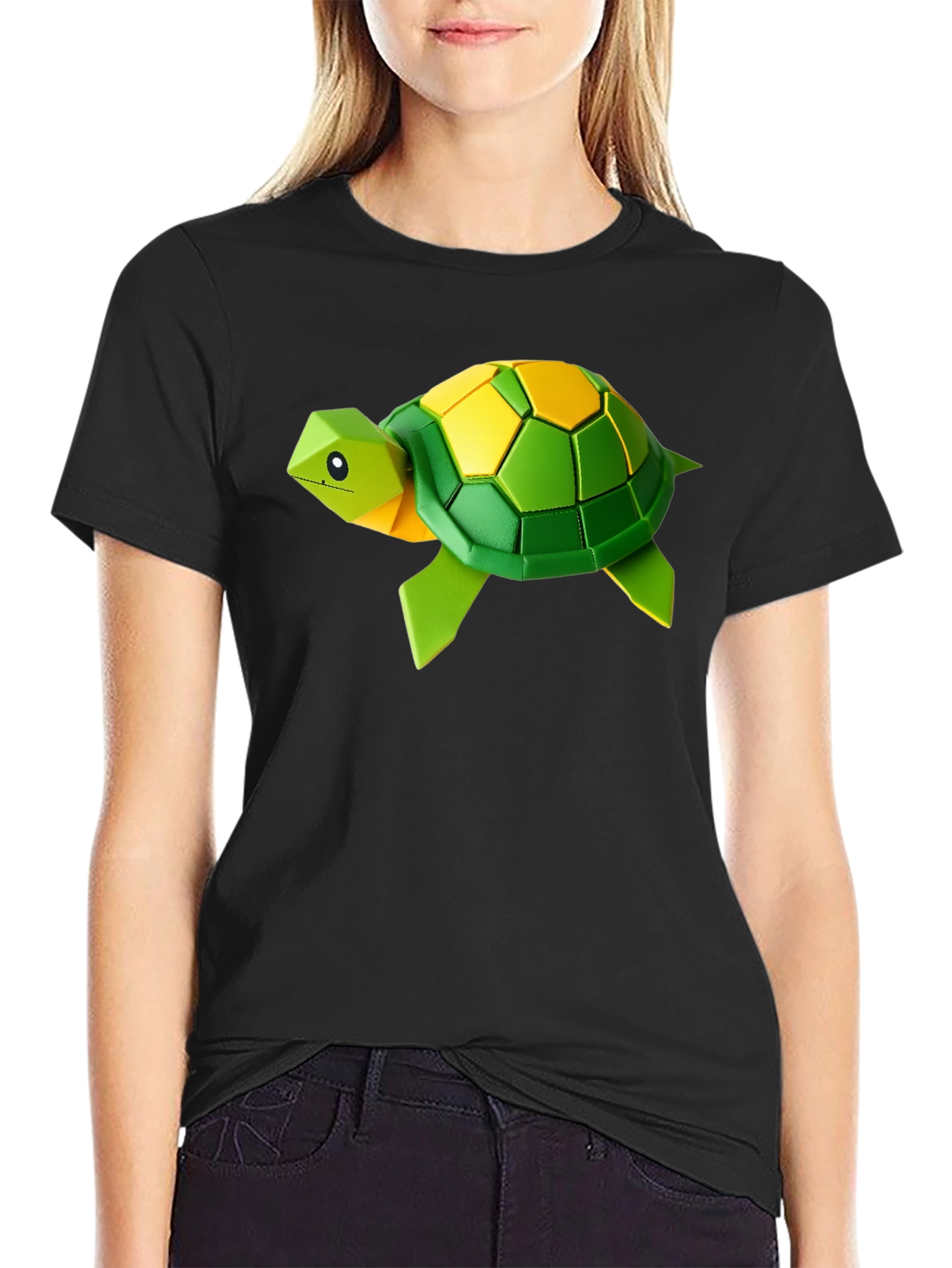 Geometric Turtle Graphic Tee - Stylish Black T-Shirt