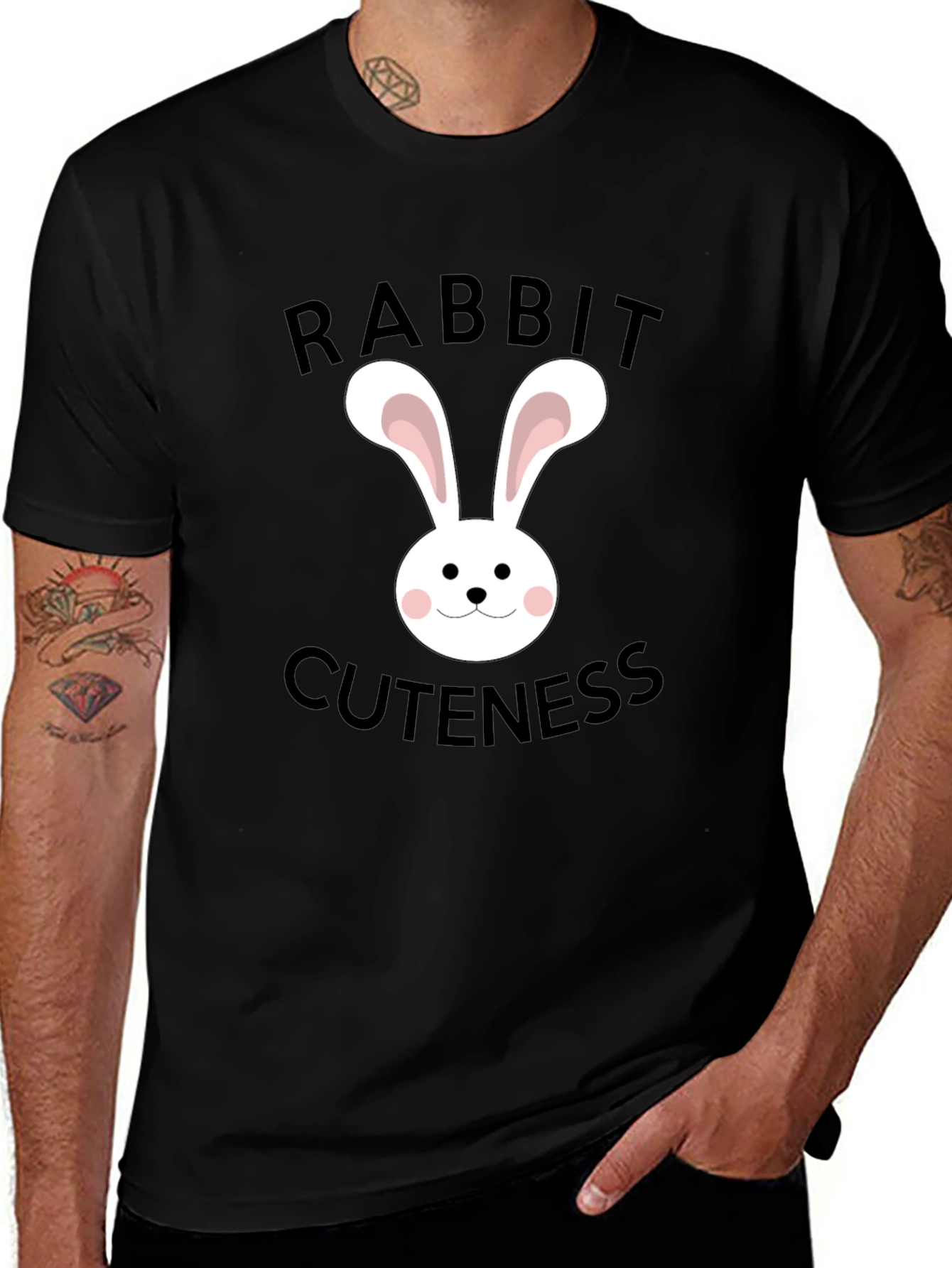 Rabbit Cuteness Black T-Shirt
