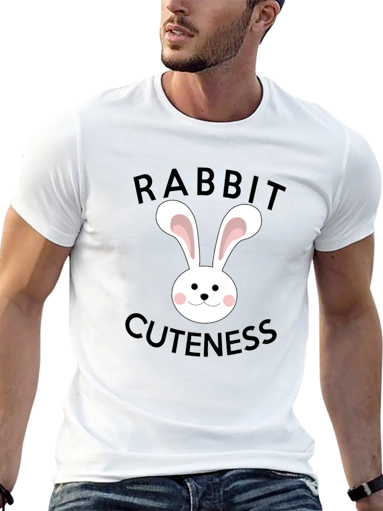 Rabbit Cuteness Black T-Shirt