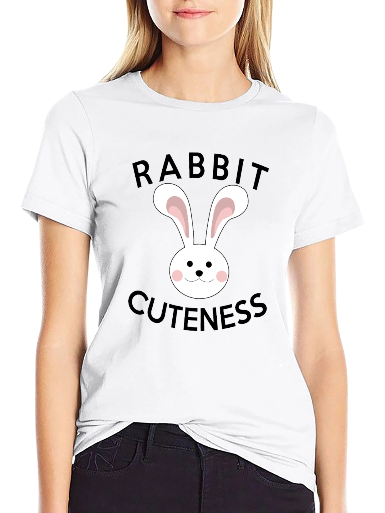 Rabbit Cuteness Black T-Shirt