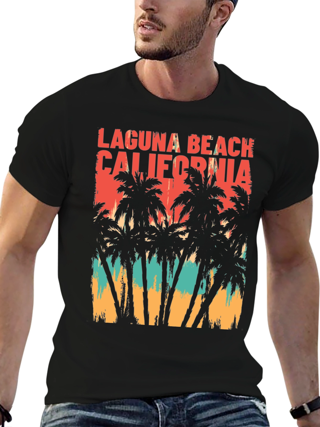 Laguna Beach California Palm Tree Graphic T-Shirt