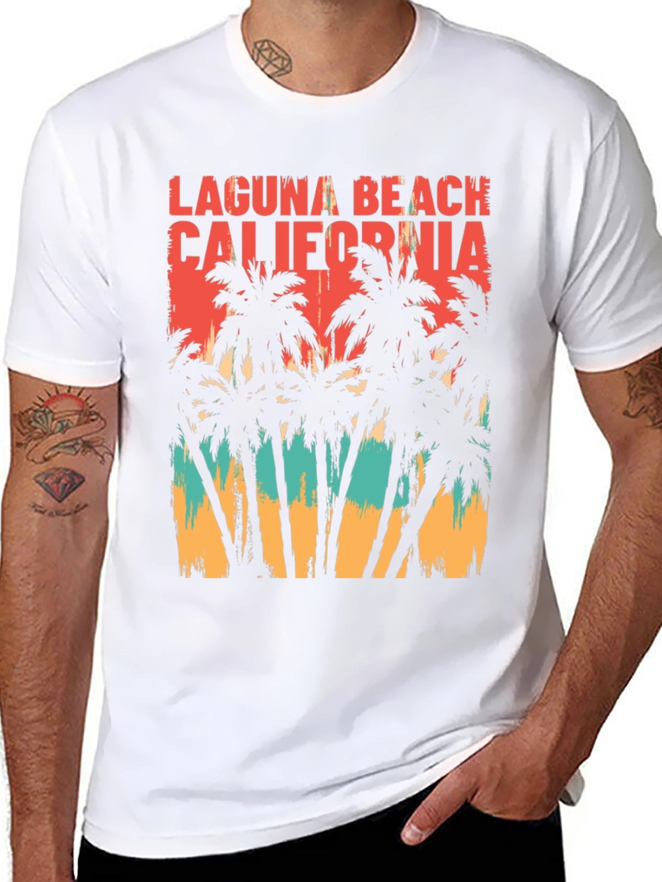 Laguna Beach California Palm Tree Graphic T-Shirt