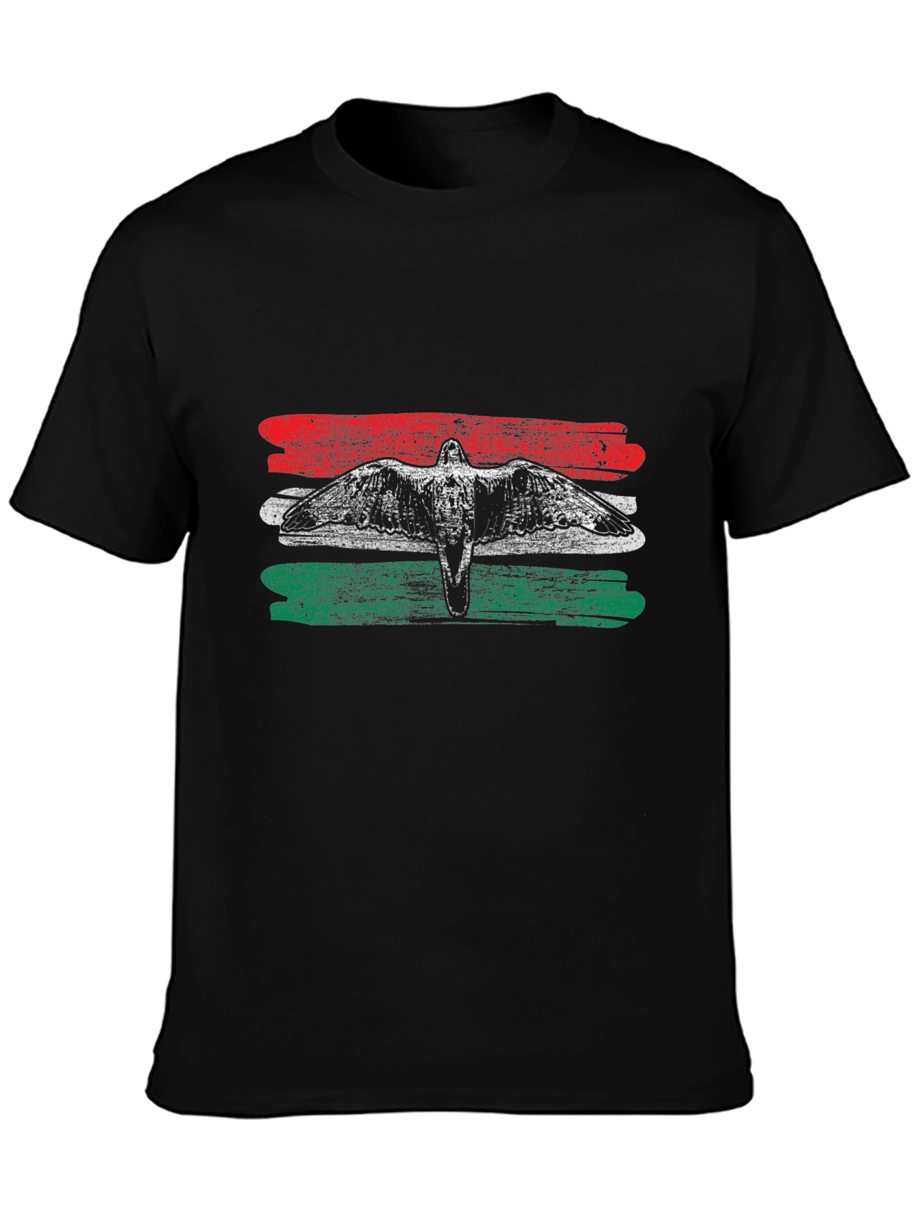 Hungary Flag Bird Graphic Tee - Black Cotton T-Shirt
