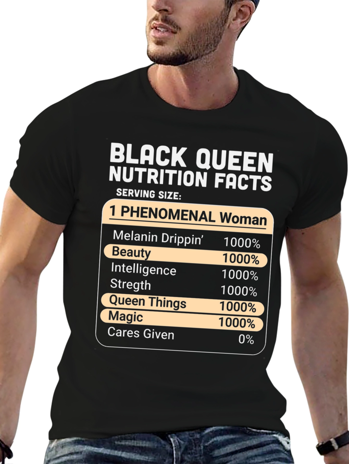 Black Queen Nutrition Facts Graphic T-Shirt