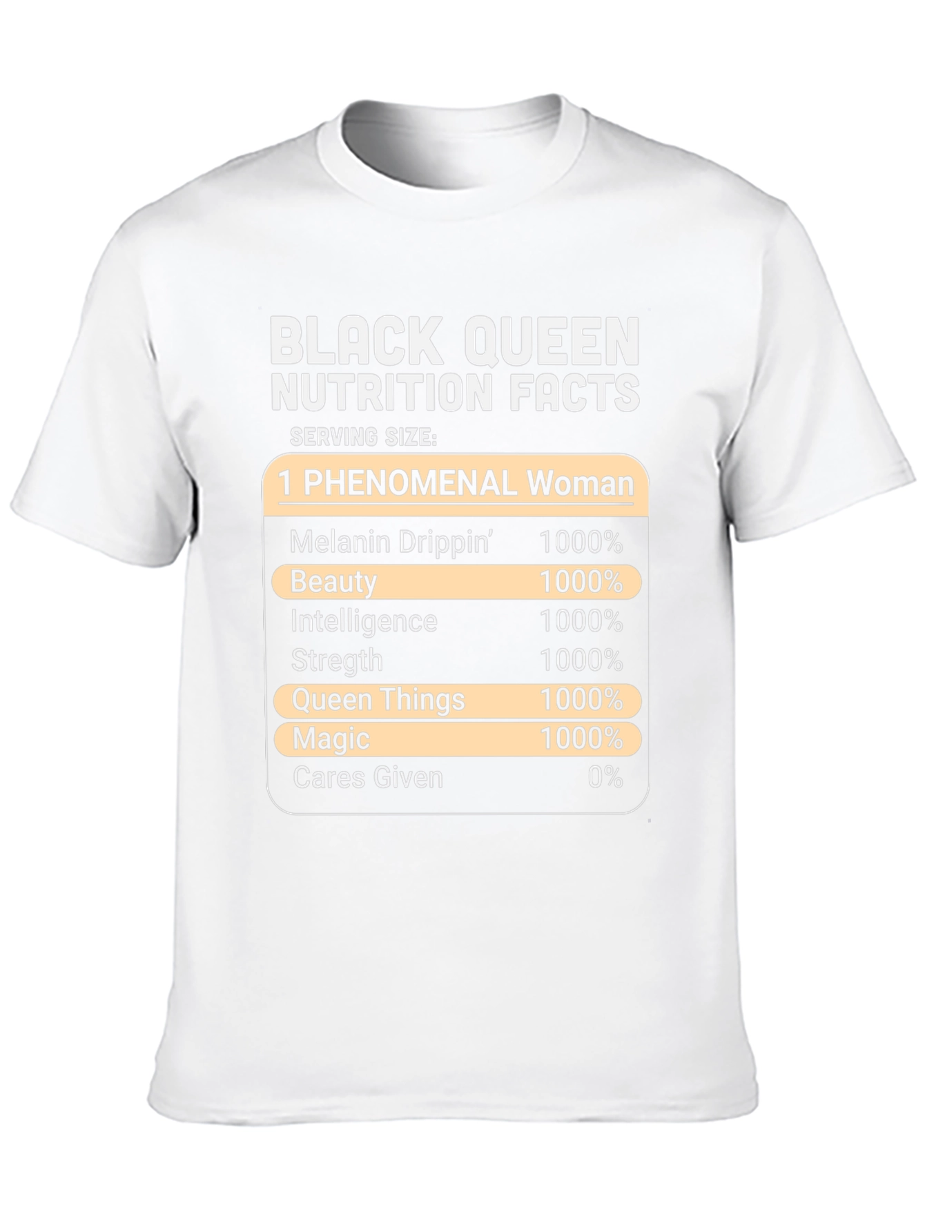 Black Queen Nutrition Facts Graphic T-Shirt