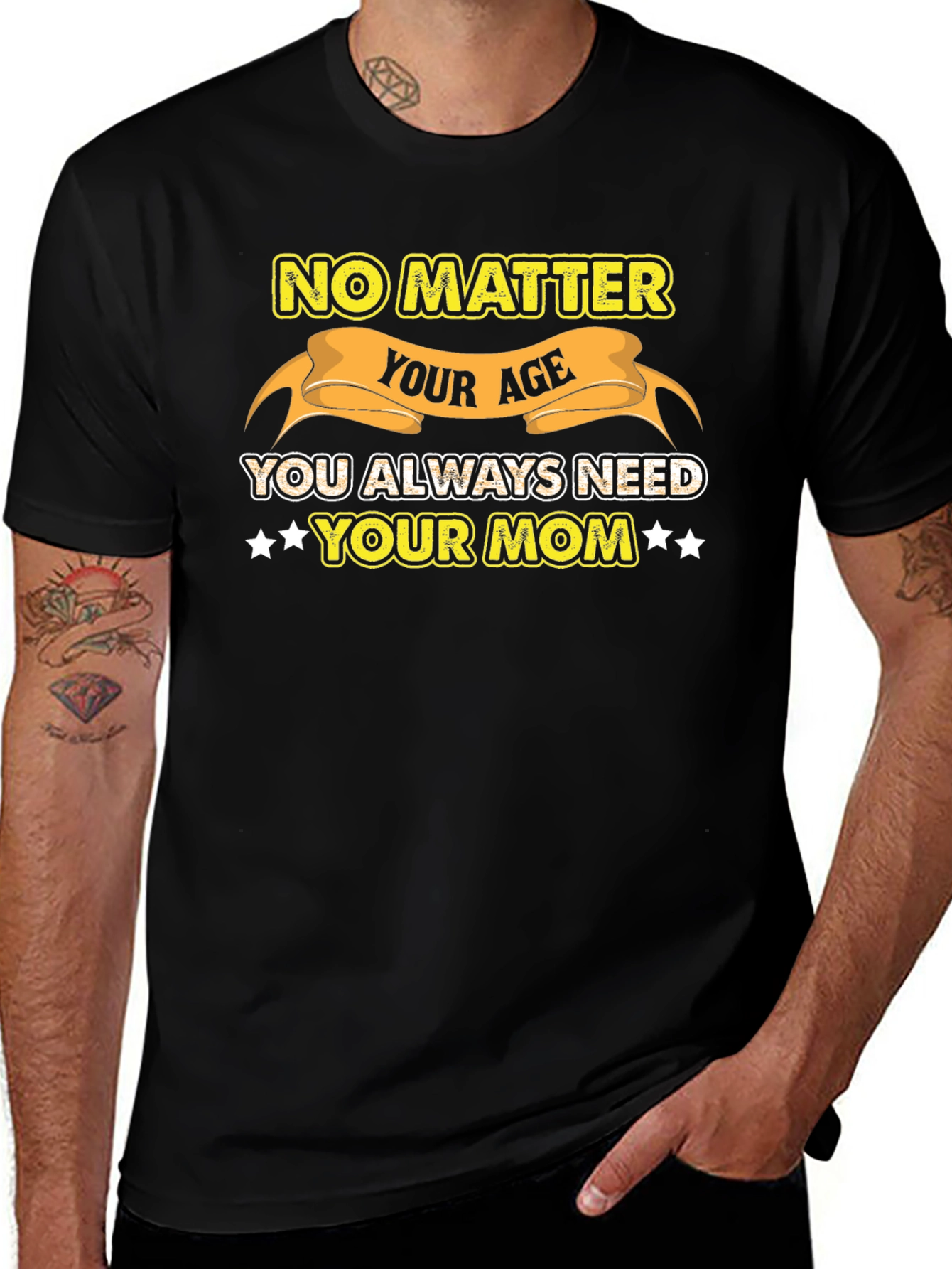 Always Need Your Mom Black Graphic Tee