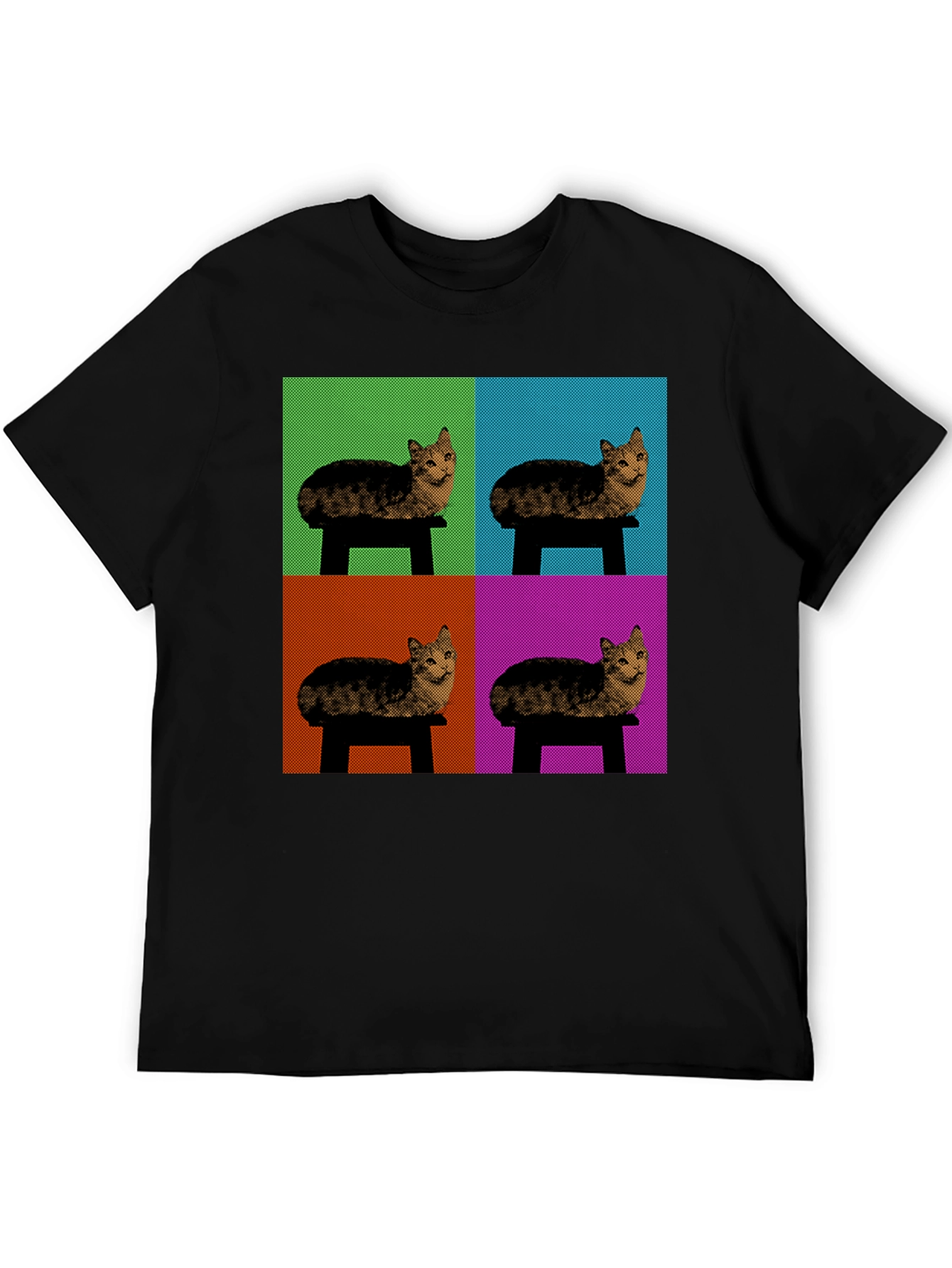 Pop Art Cat T-Shirt - Modern Graphic Tee