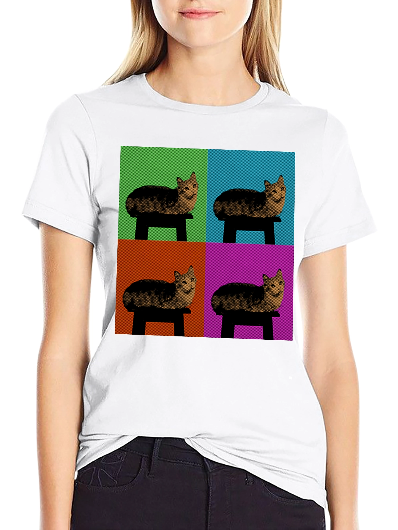 Pop Art Cat T-Shirt - Modern Graphic Tee