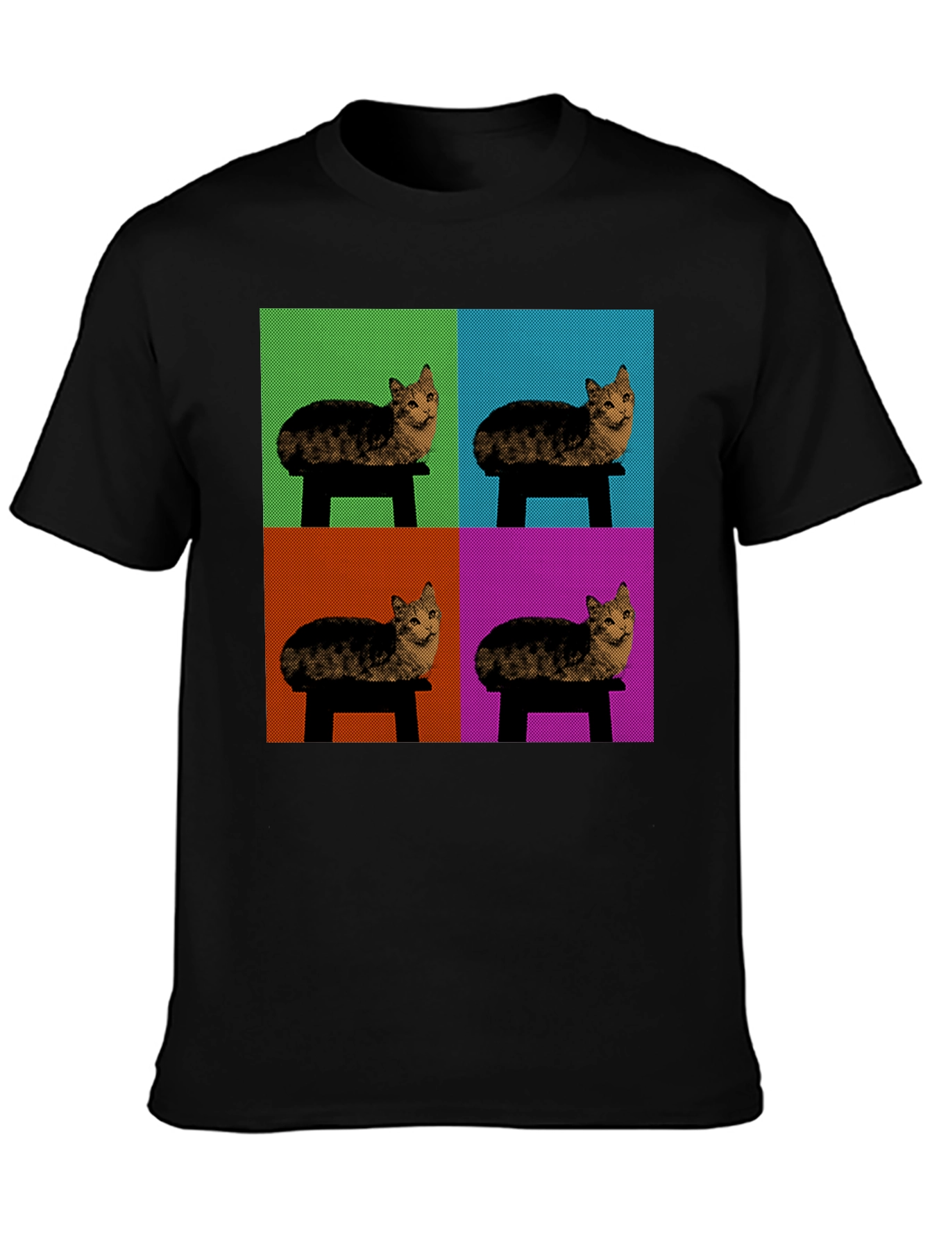 Pop Art Cat T-Shirt - Modern Graphic Tee