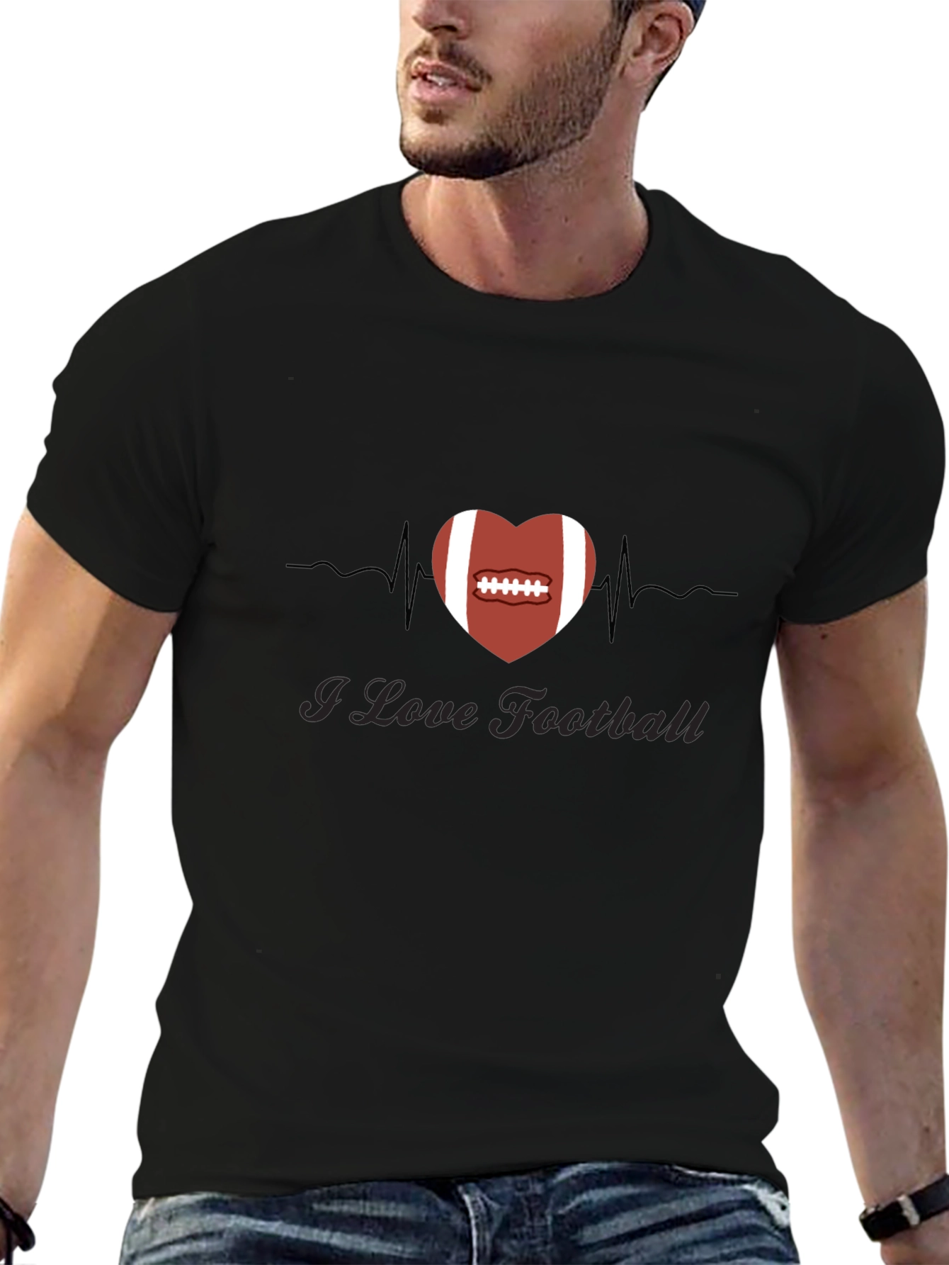 I Love Football Heartbeat T-Shirt