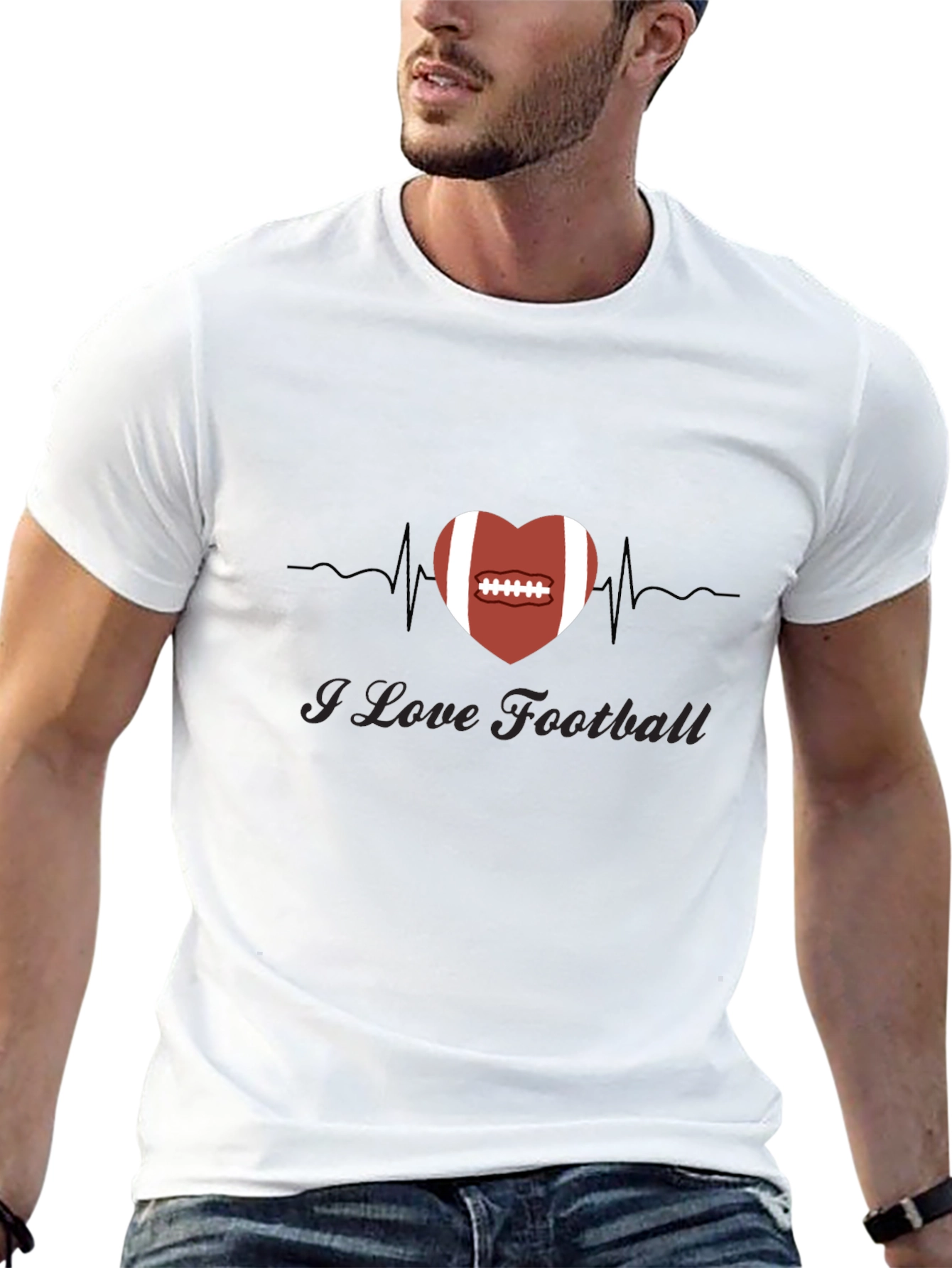 I Love Football Heartbeat T-Shirt