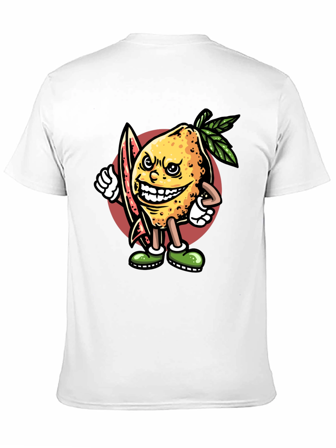 Lemon Surfer Black T-Shirt - Cool Cartoon Graphic