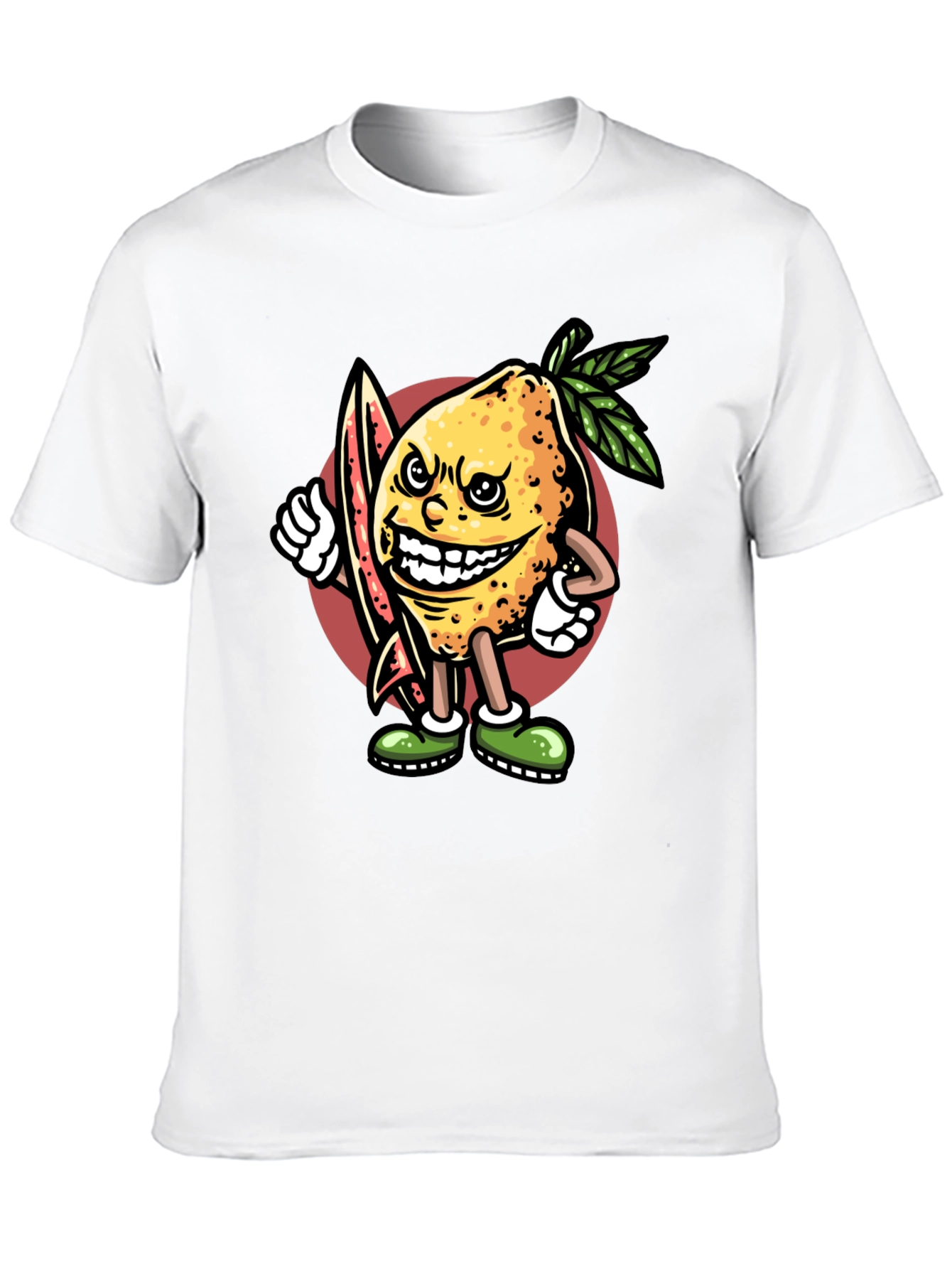 Lemon Surfer Black T-Shirt - Cool Cartoon Graphic