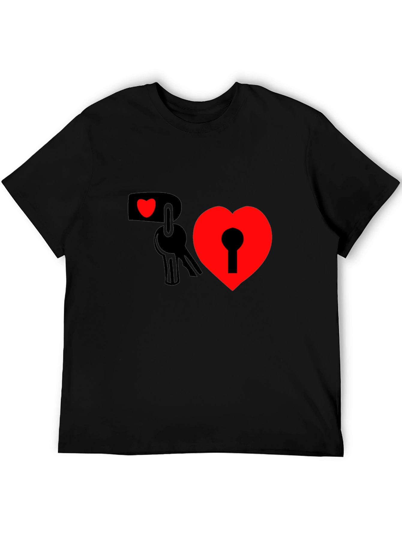 Heart Lock & Key Graphic Tee - Black