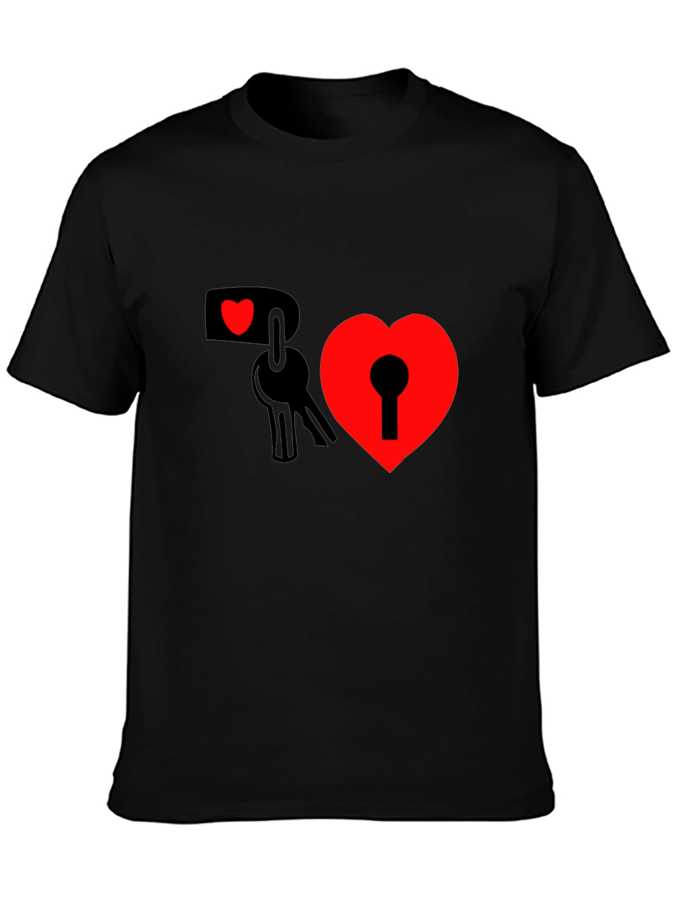 Heart Lock & Key Graphic Tee - Black