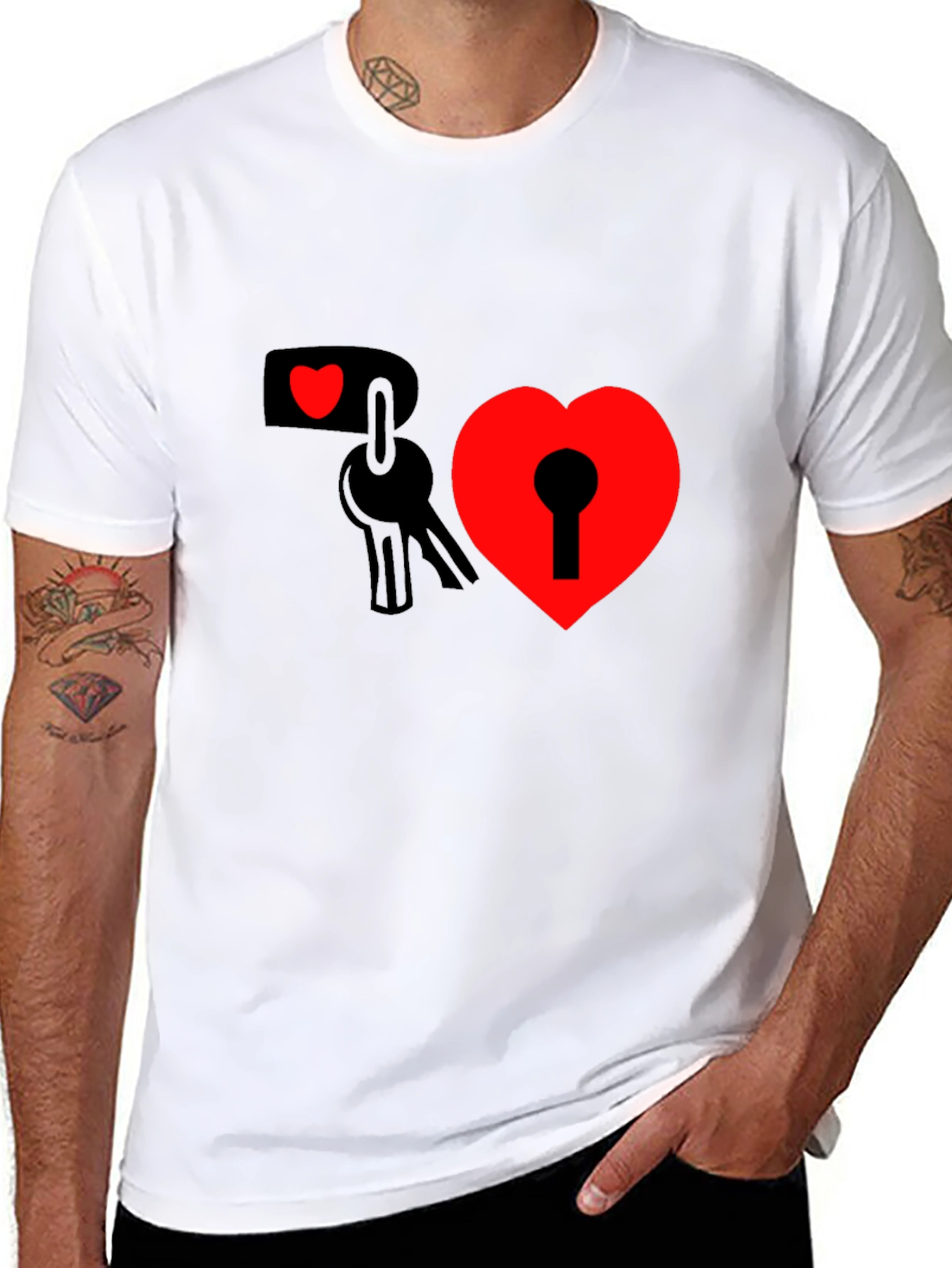 Heart Lock & Key Graphic Tee - Black