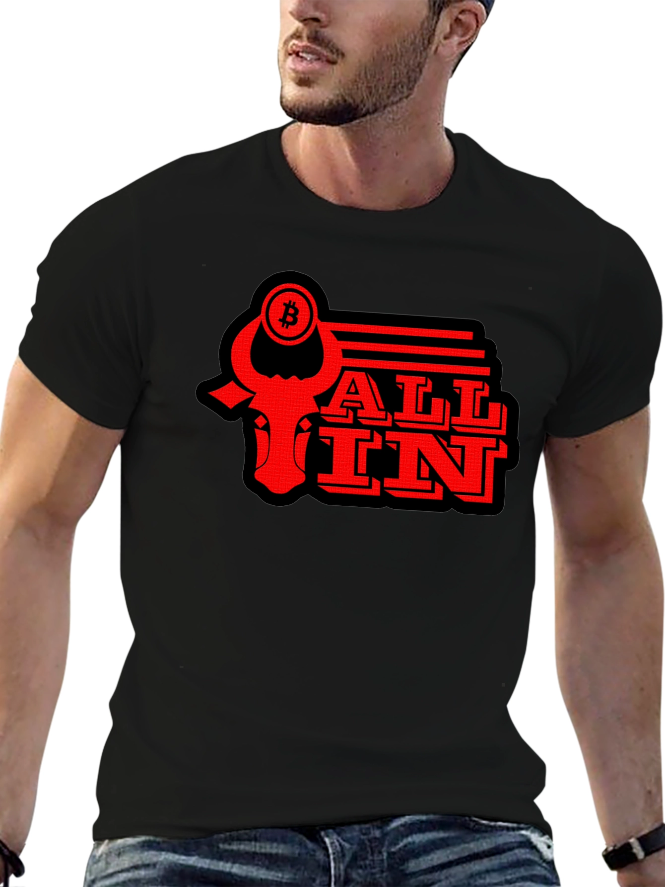 Bitcoin All In T-Shirt - Black Graphic Tee