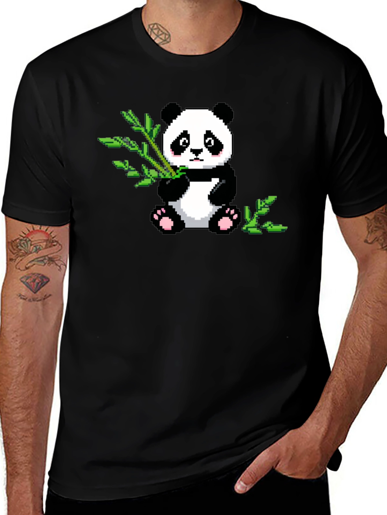 Pixel Panda T-Shirt - Cute Black Tee
