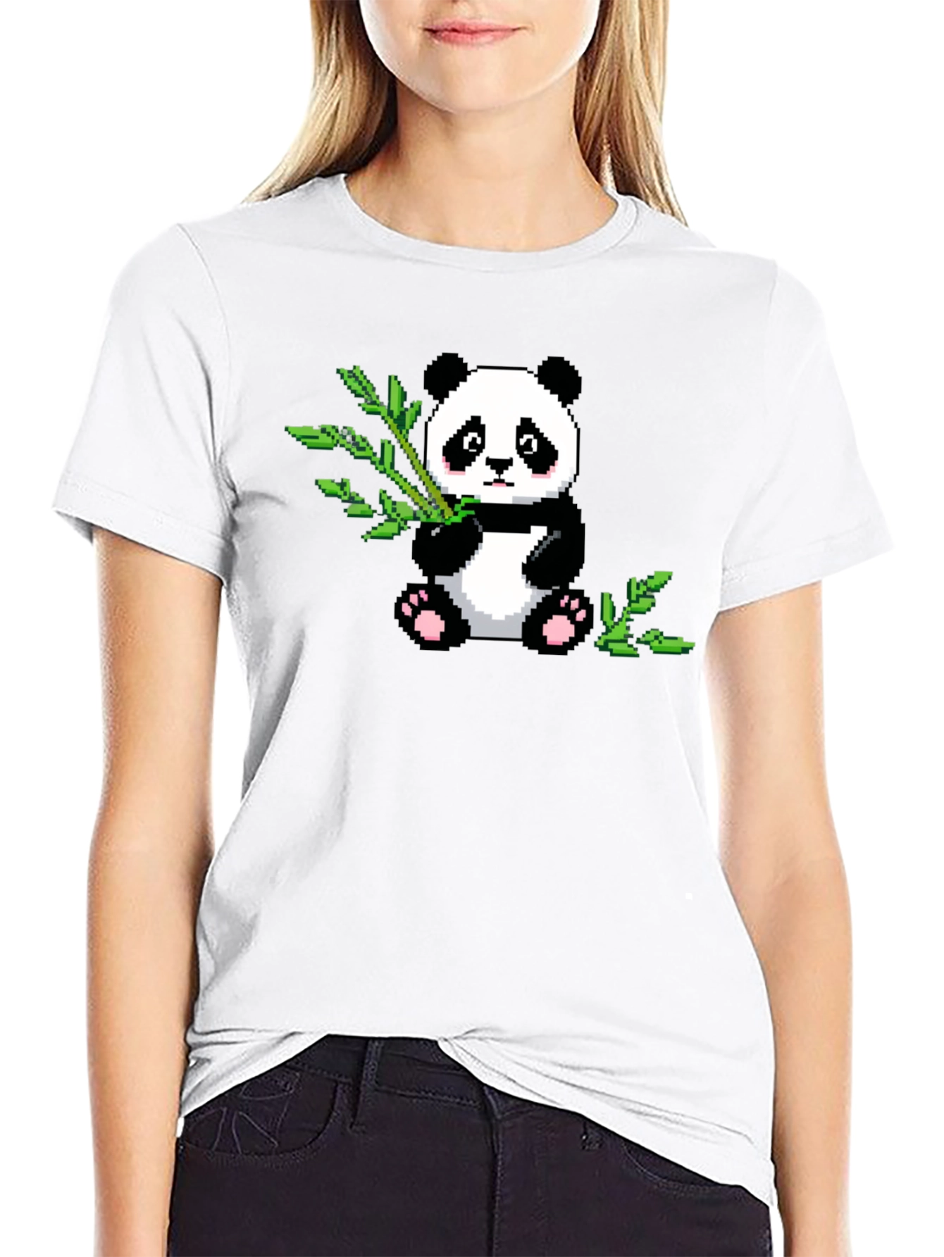 Pixel Panda T-Shirt - Cute Black Tee