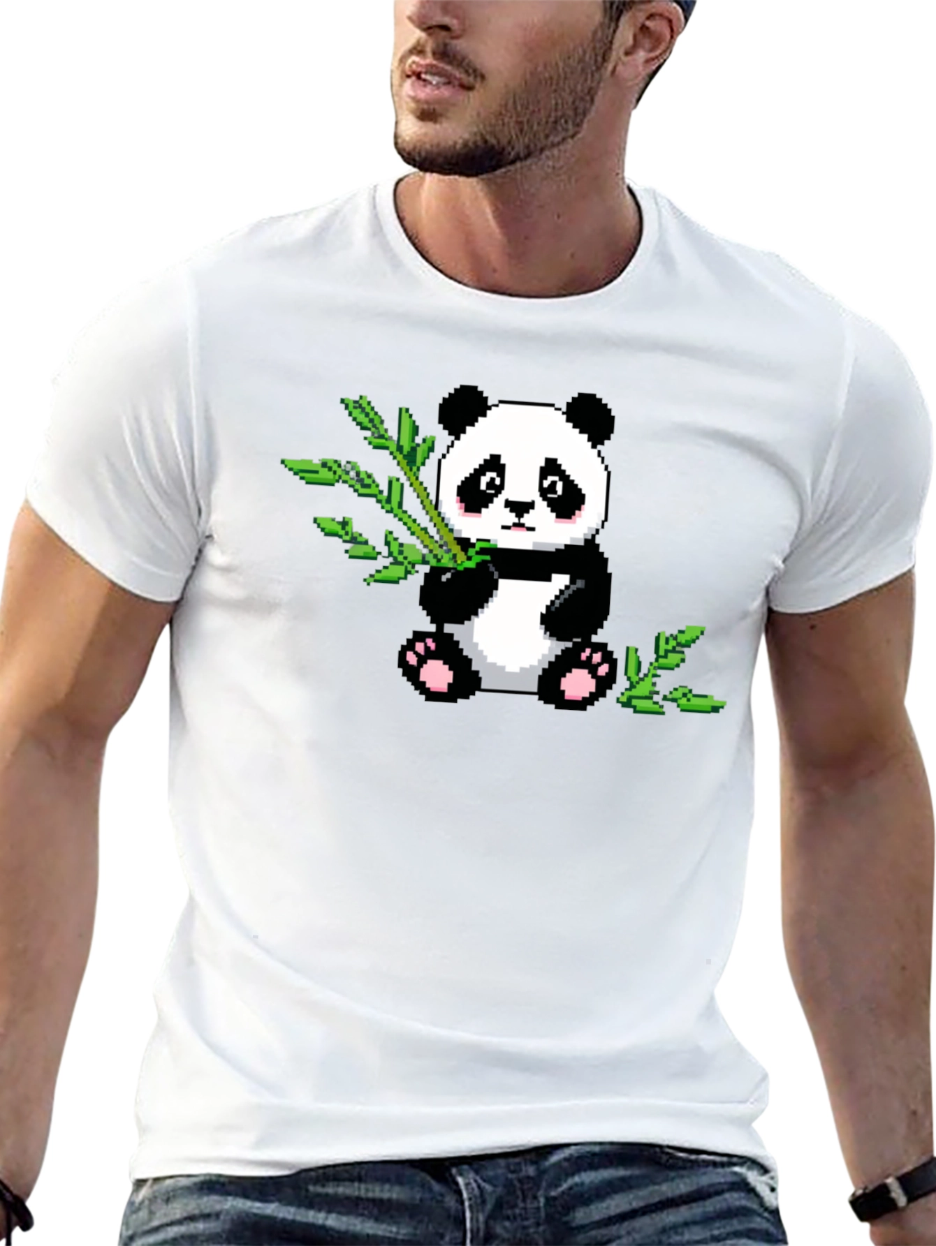 Pixel Panda T-Shirt - Cute Black Tee