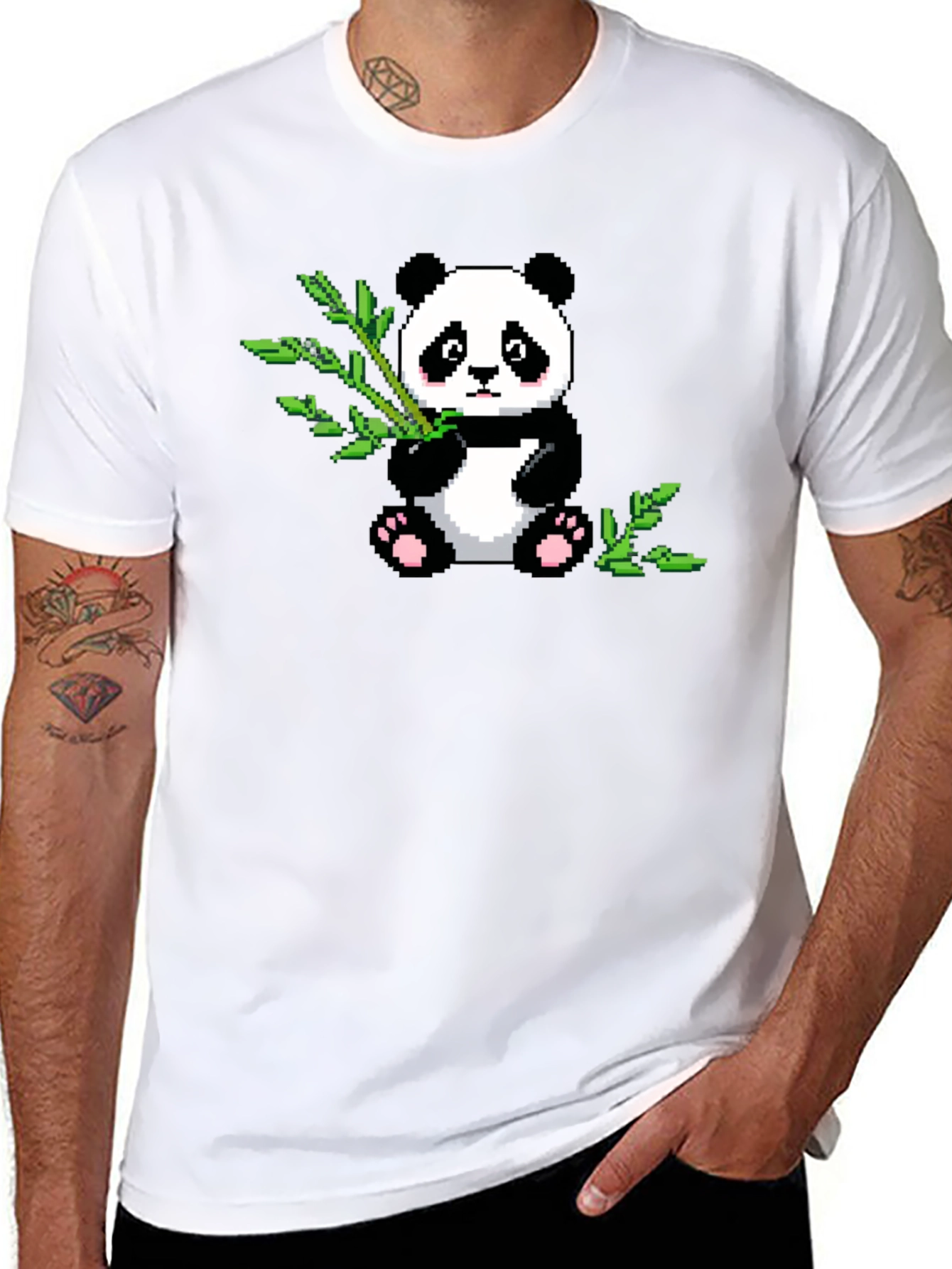Pixel Panda T-Shirt - Cute Black Tee