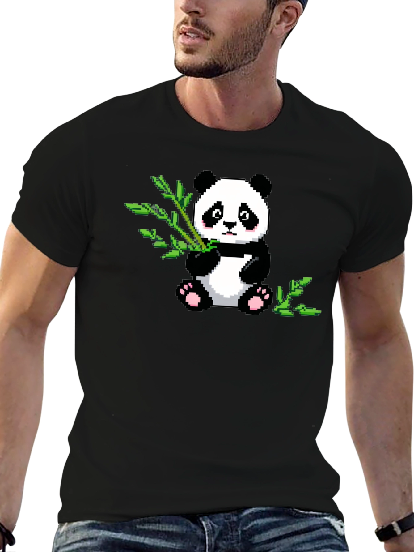 Pixel Panda T-Shirt - Cute Black Tee