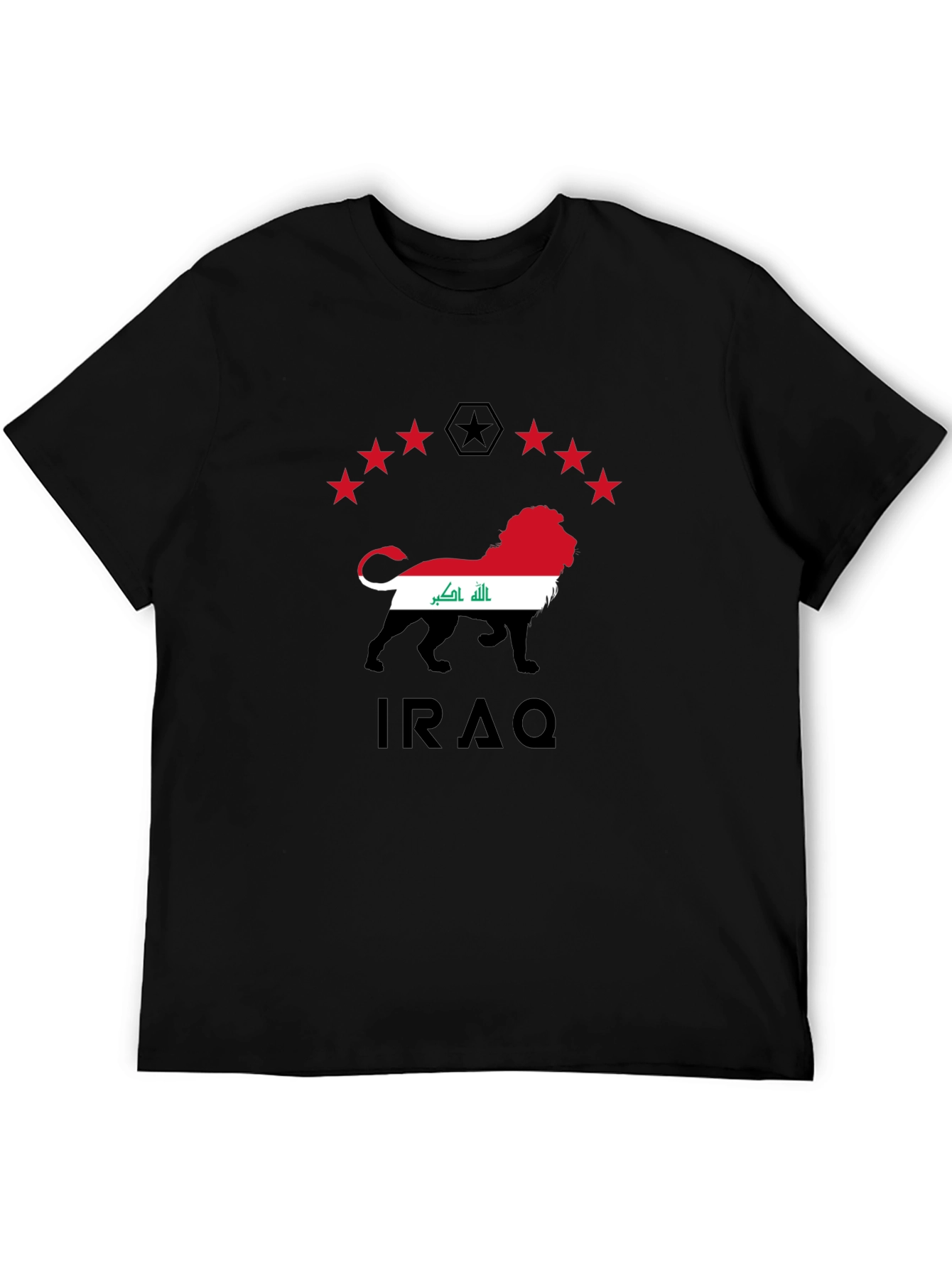 Iraq Lion Flag Graphic Black T-Shirt