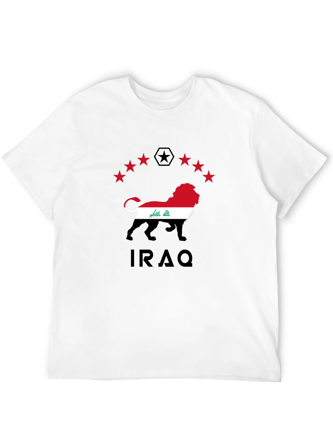Iraq Lion Flag Graphic Black T-Shirt