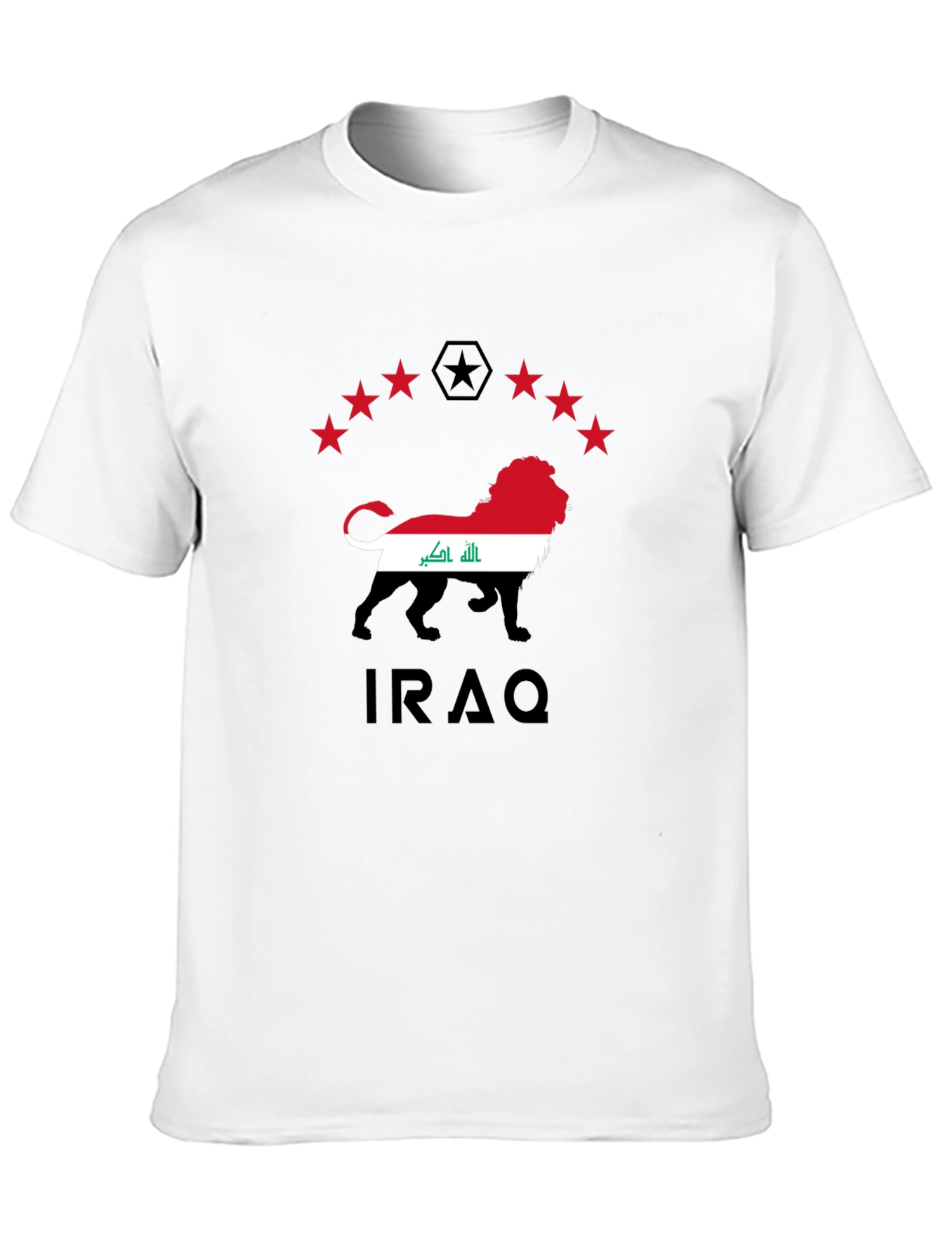 Iraq Lion Flag Graphic Black T-Shirt