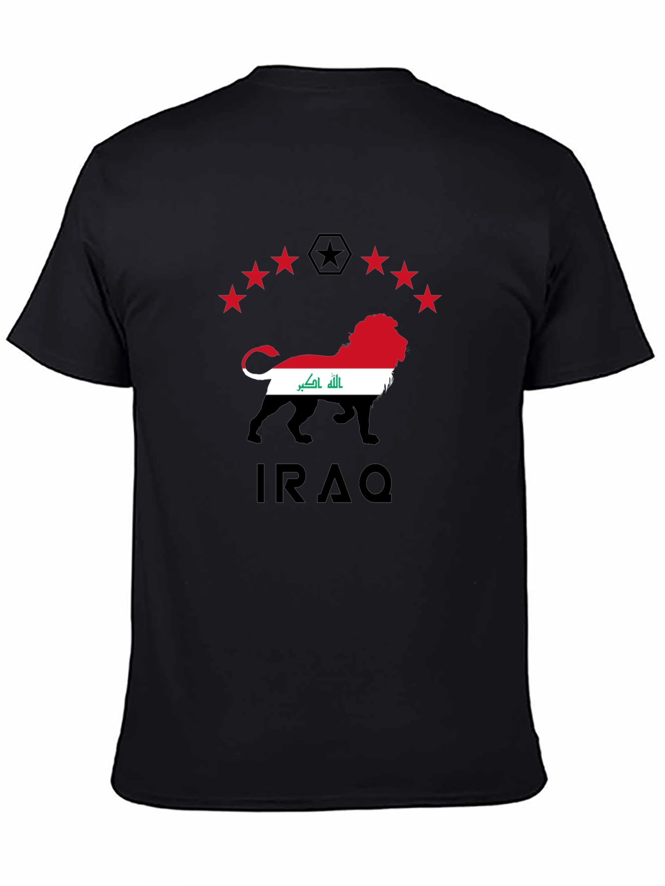 Iraq Lion Flag Graphic Black T-Shirt
