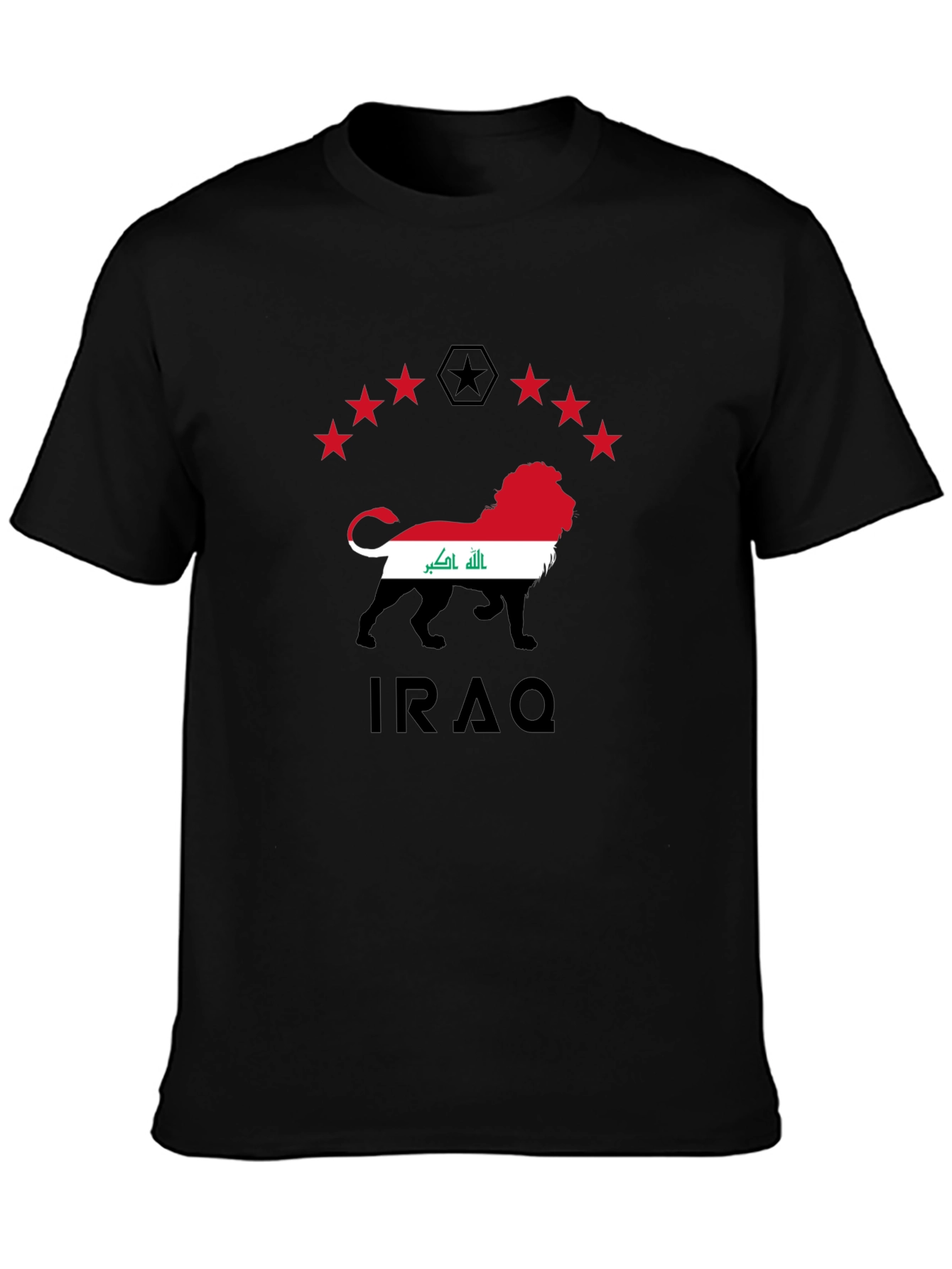 Iraq Lion Flag Graphic Black T-Shirt