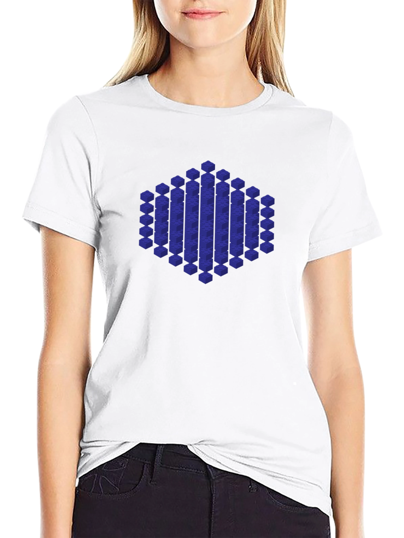 Geometric Cube Design Black T-Shirt