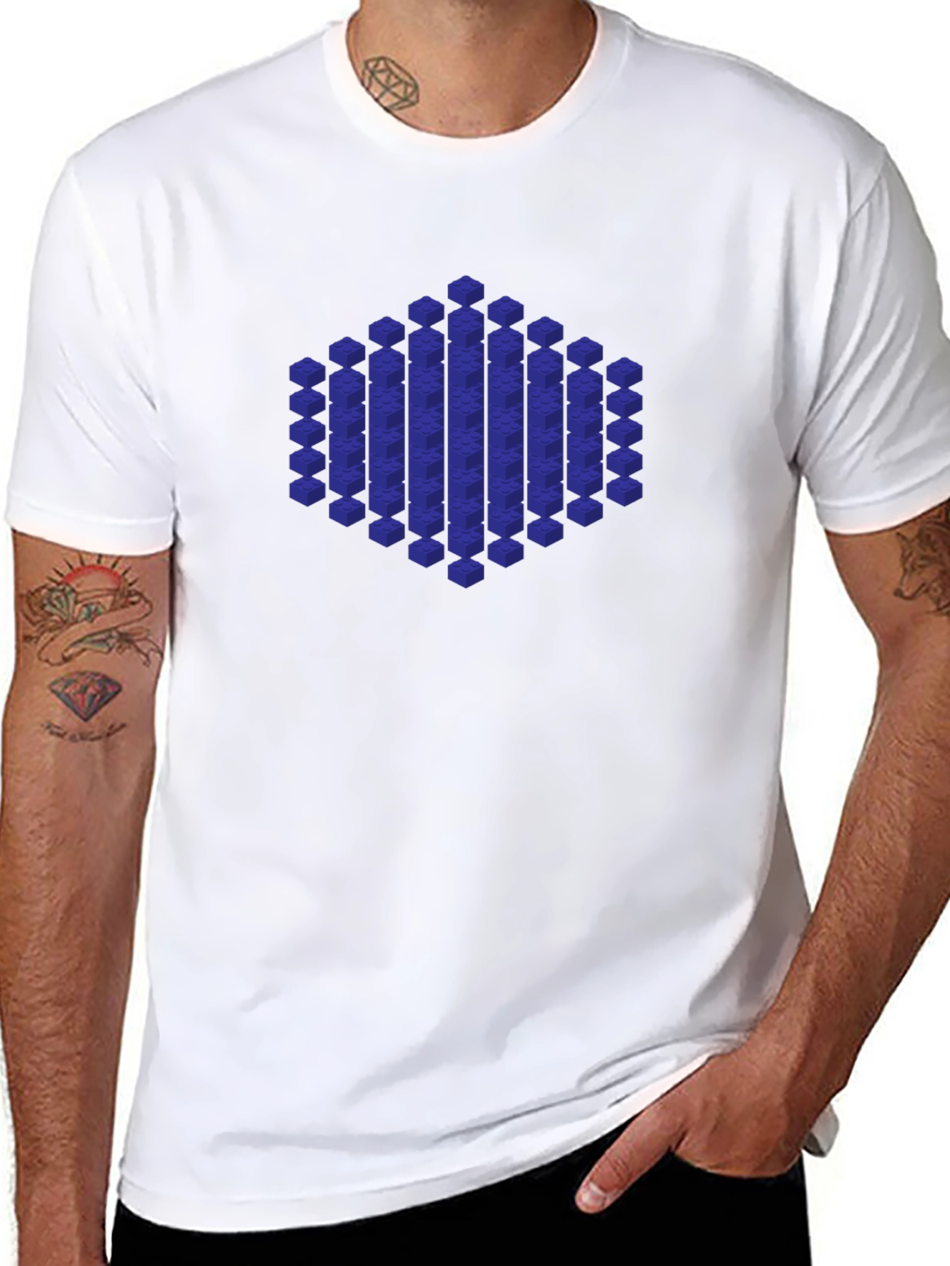 Geometric Cube Design Black T-Shirt