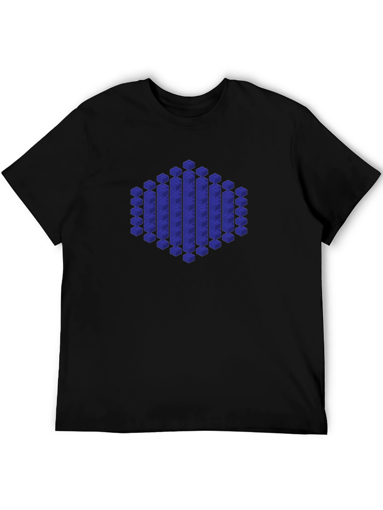 Geometric Cube Design Black T-Shirt