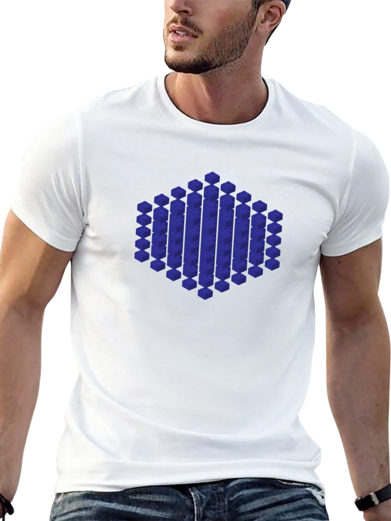 Geometric Cube Design Black T-Shirt