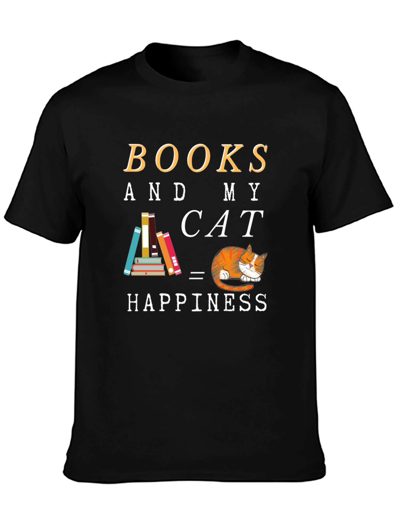 Books and Cat Happiness Graphic Tee