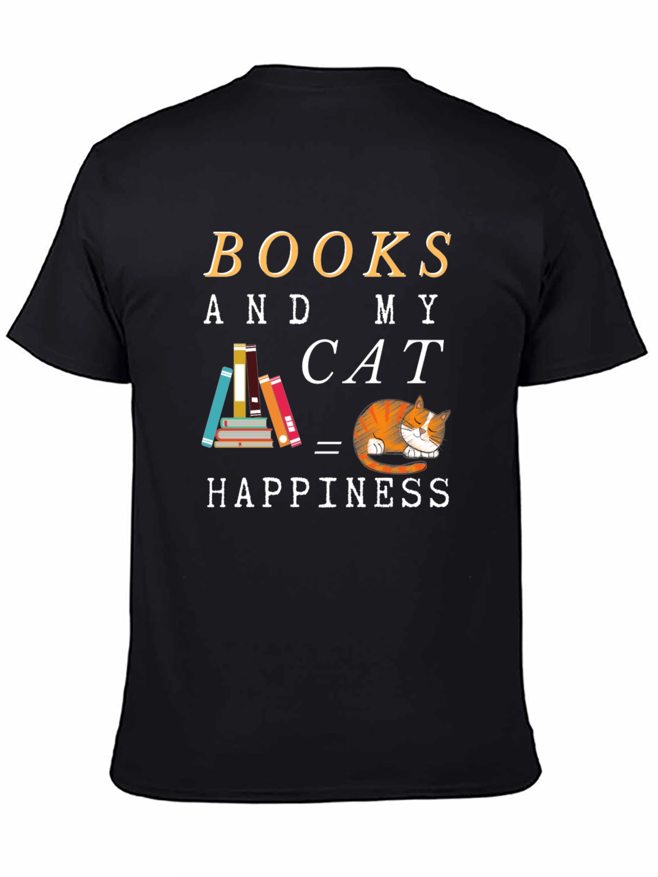 Books and Cat Happiness Graphic Tee