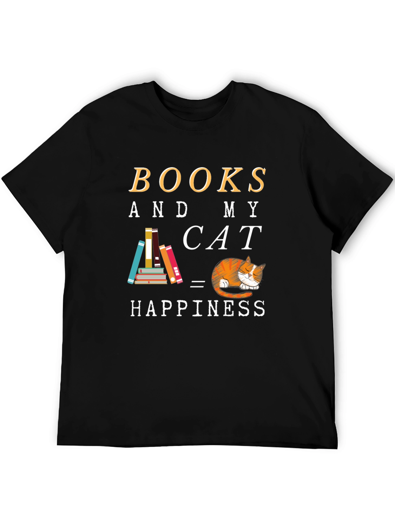Books and Cat Happiness Graphic Tee