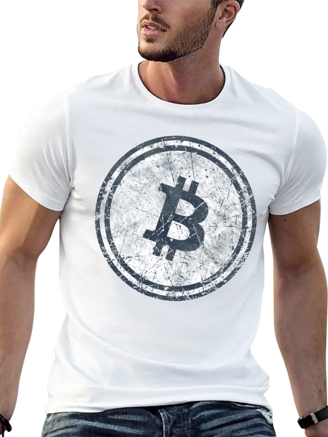Bitcoin Distressed Logo Black T-Shirt