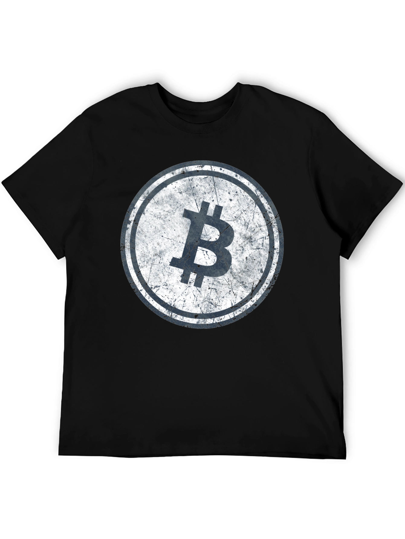 Bitcoin Distressed Logo Black T-Shirt