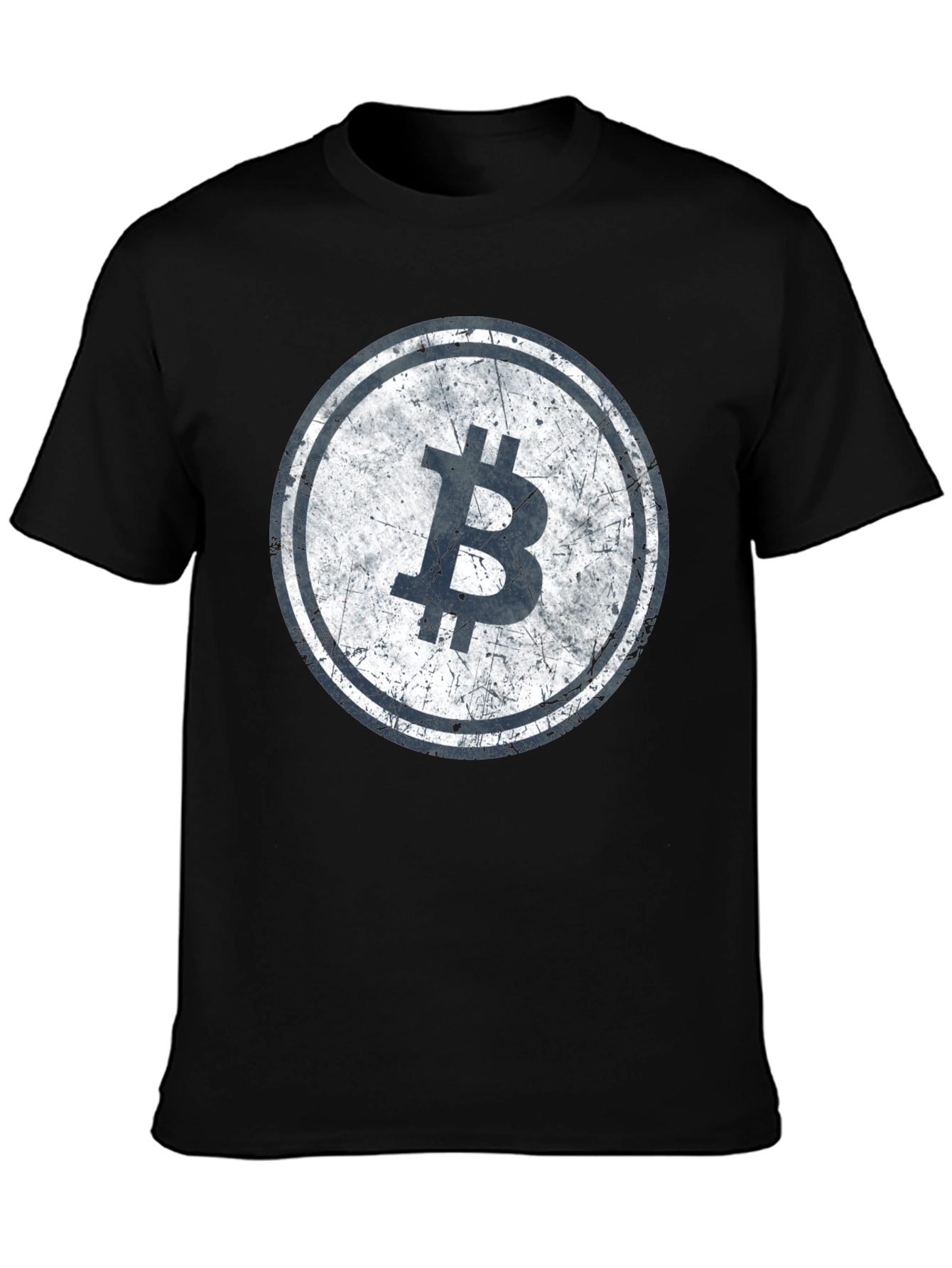 Bitcoin Distressed Logo Black T-Shirt