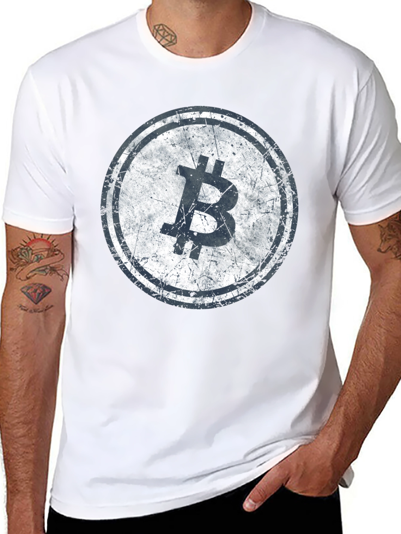 Bitcoin Distressed Logo Black T-Shirt